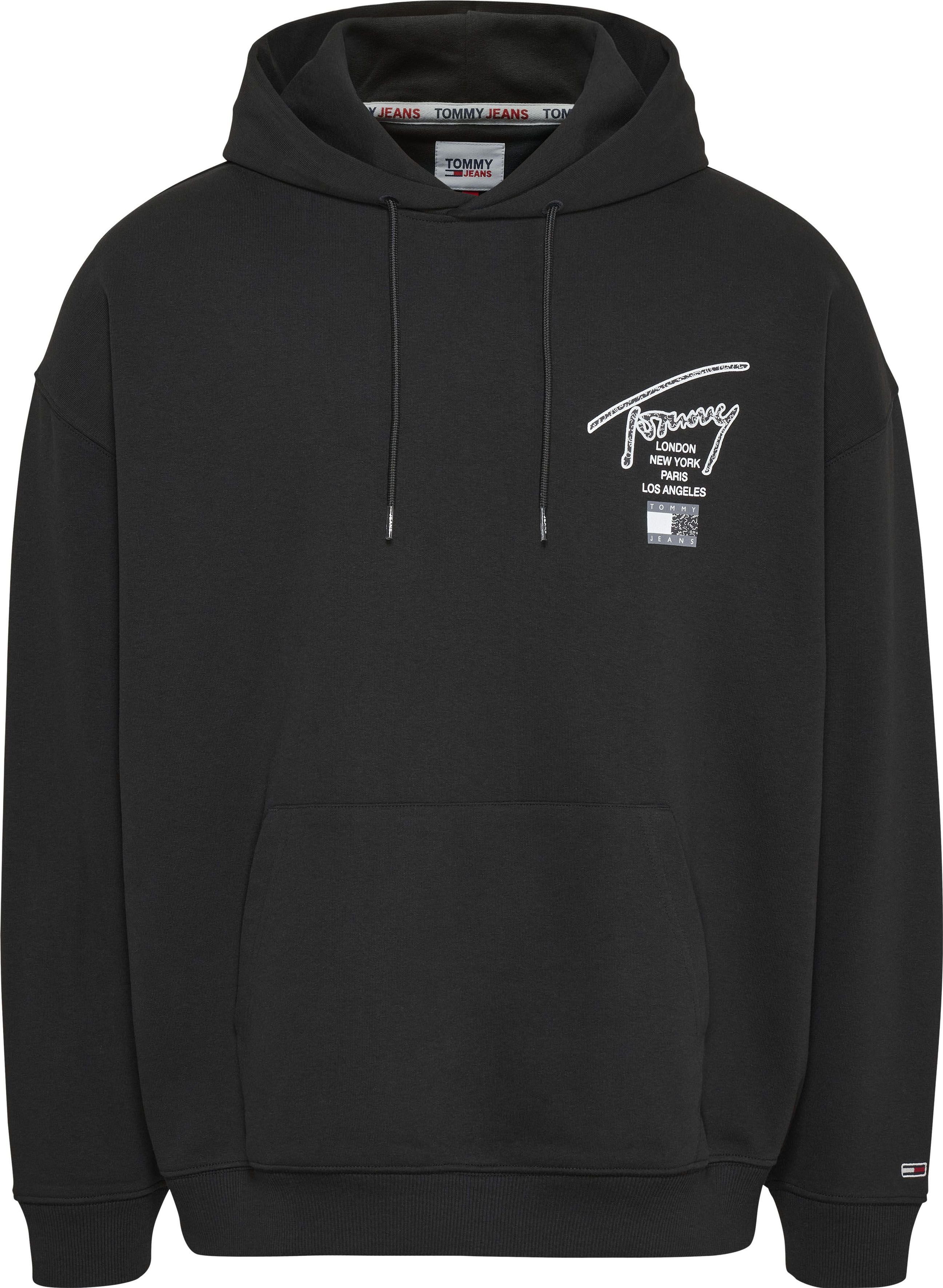 Kapuzensweatshirt dem Logodruck mit Tommy OVZ Jeans Black TJM HOODIE Rücken BACK auf AOP