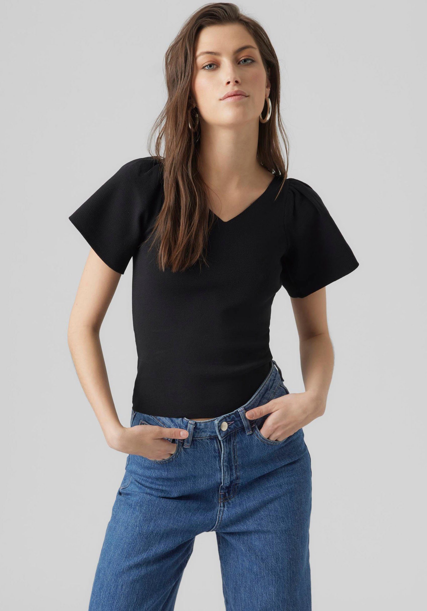 Vero Moda Strickpullover VMGINNY SS V-NECK günstig online kaufen