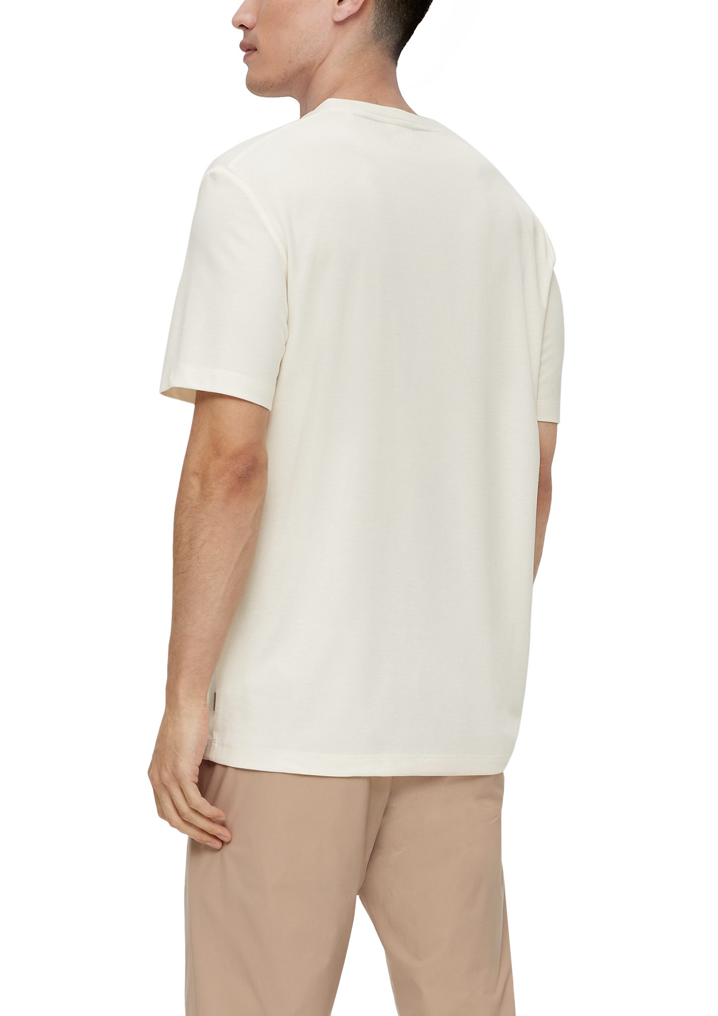 s.Oliver Kurzarmshirt Hochwertiges Modal T-Shirt wollweiß Piquéstruktur mit