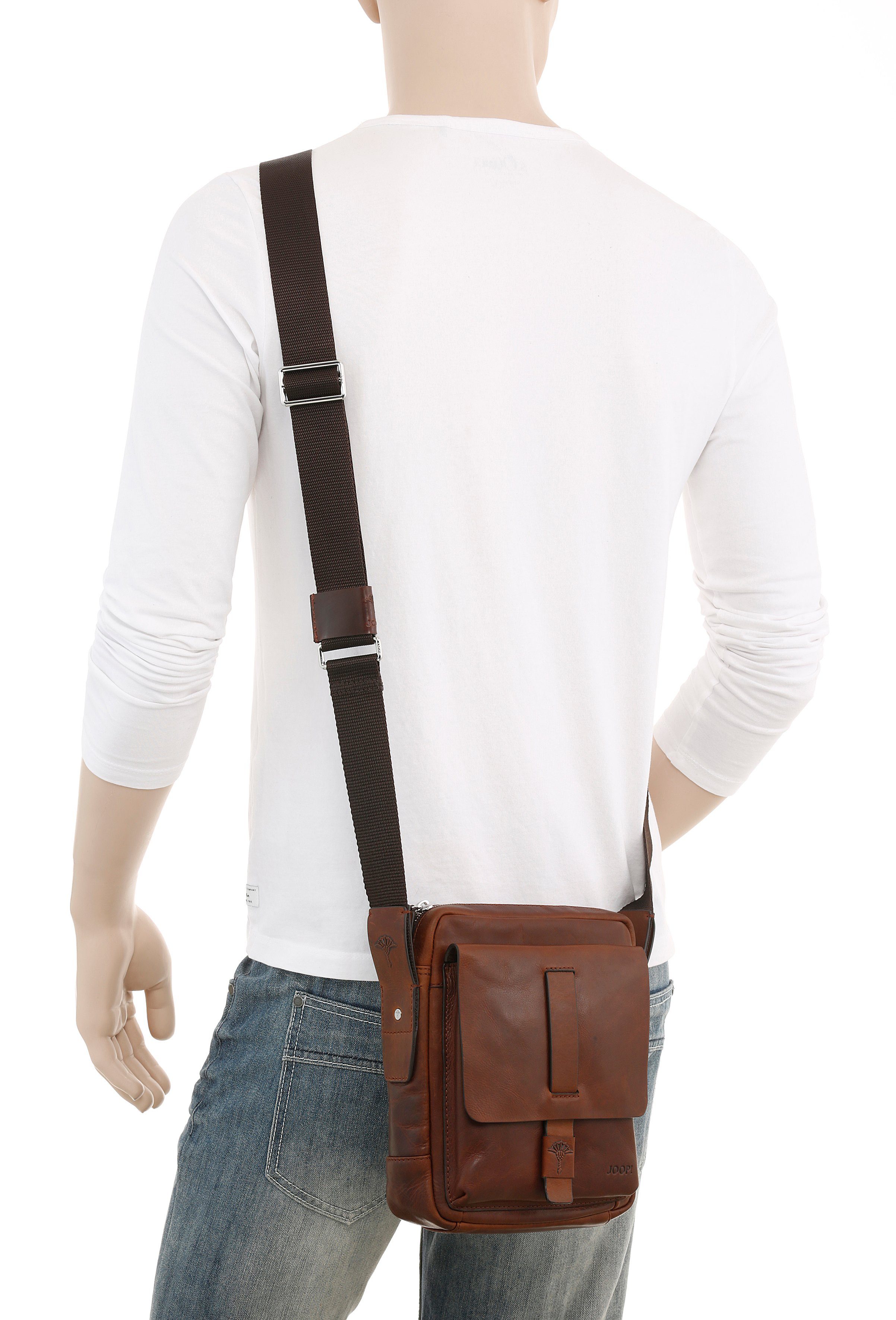 Joop! Umhängetasche loreto remus xsvz, shoulderbag dunkelbraun echtem aus Leder