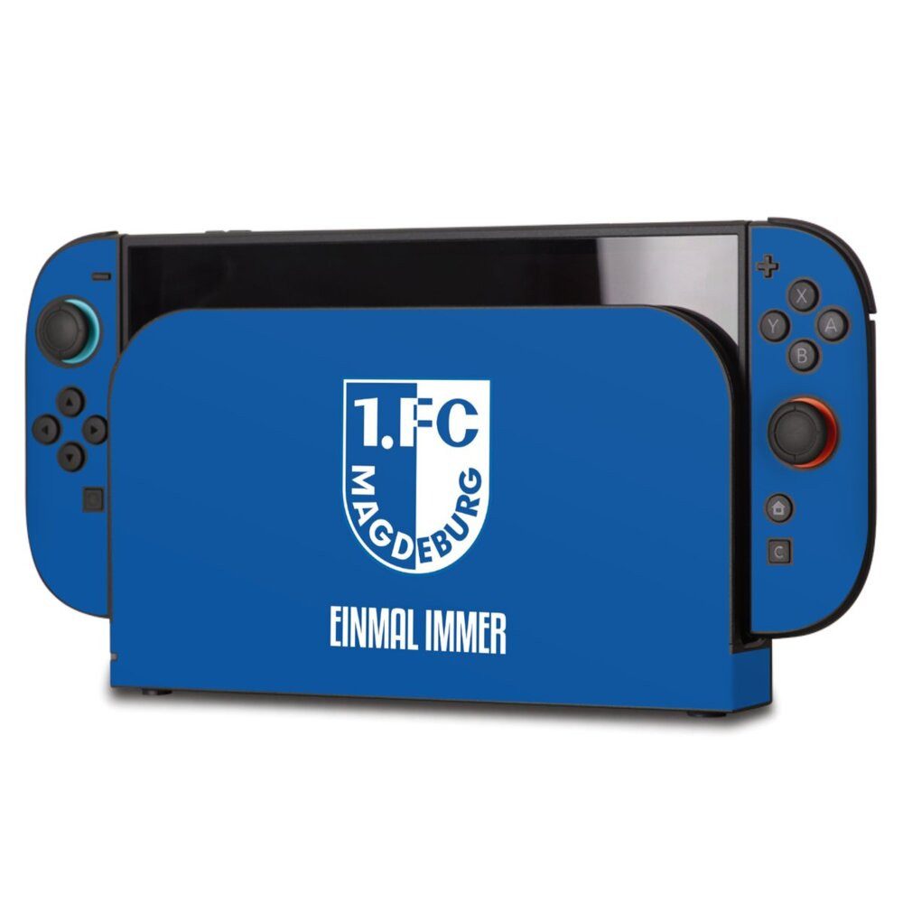 DeinDesign Konsolen-Cover 1. FC Magdeburg Offizielles Lizenzprodukt Wappen, Nintendo Switch 2 Skin Aufkleber Sticker Folie