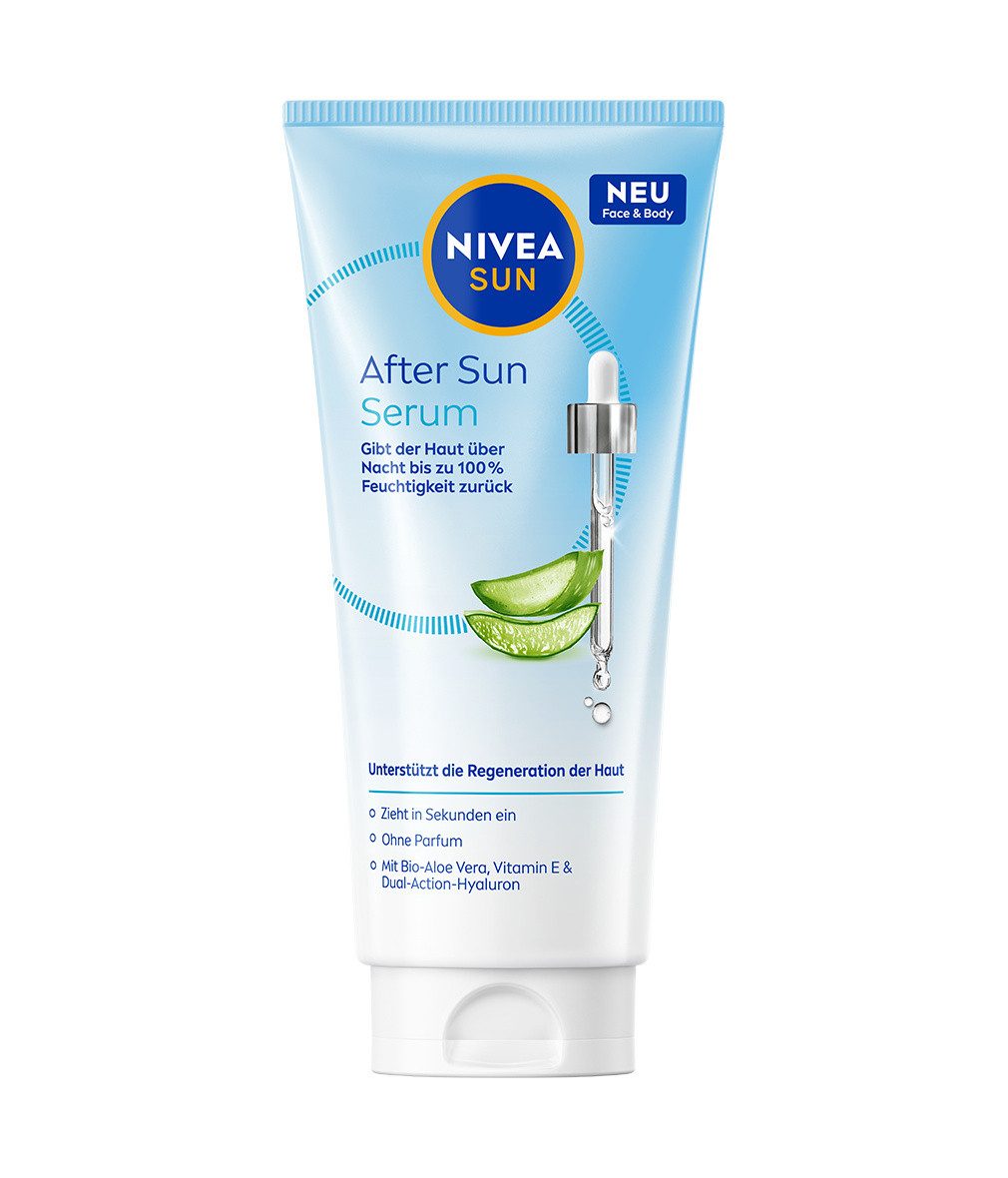 Nivea After Sun-Balsam NIVEA SUN NIVEA Sun After Sun Serum 2 x 100ml Set, 2-tlg., mit Bio-Aloe Vera, Vitamin E und Dual-Hyaluron