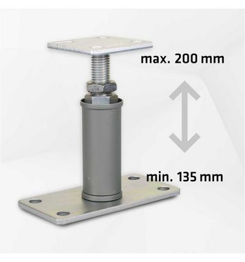 BB Stanz- und Umformtechnik Pfostenträger Stützfuß H001, für Bau von Carport, Gartenhaus, uvm., aufdübelbar, (1-St), Tragkraft: 5,7 t, höhenverstellbar mit Platte, Edelstahllook