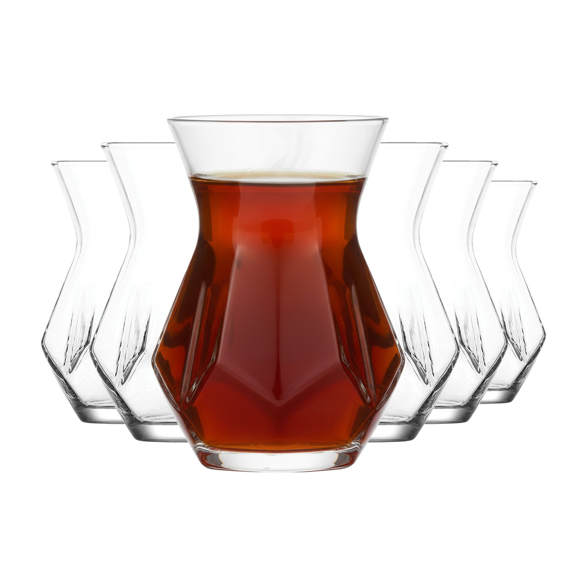 LAV Gläser-Set Alya 6x Teegläser + 6x Unterteller, 6-tlg., Glas, 12-tlg. Set, 165ml, ideal für Teegenuss
