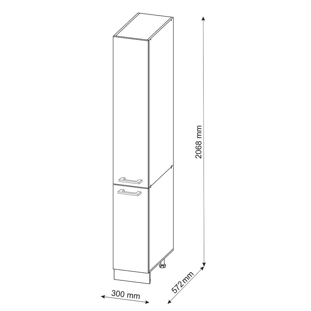 Vicco Hochschrank R-Line, Weiß Hochglanz/Weiß, 30 cm (1-St)