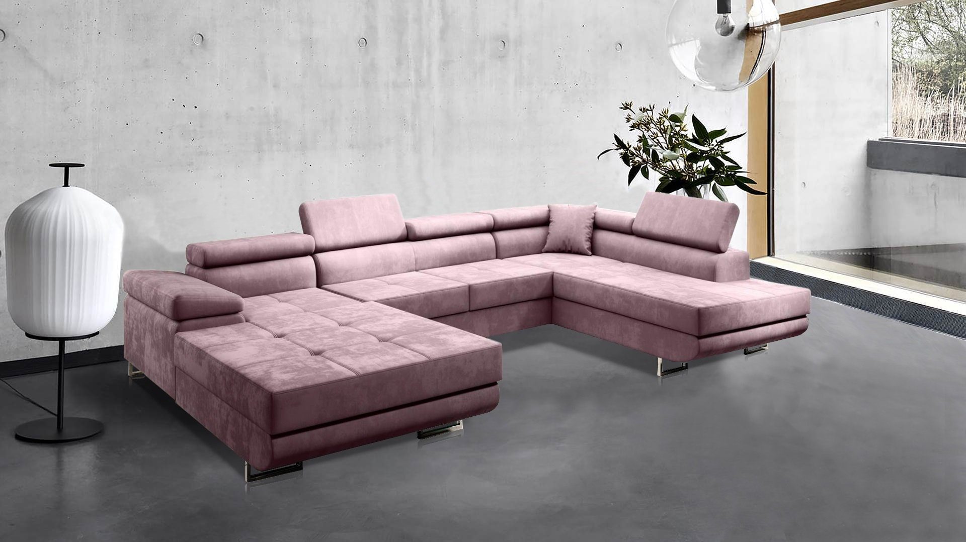 Beautysofa Ecksofa VILD U, U-Form Ecksofa im modernes Stil, Polstersofa, XXL Eckcouch für Wohnzimmer, mit Schlaffunktion + Bettkasten