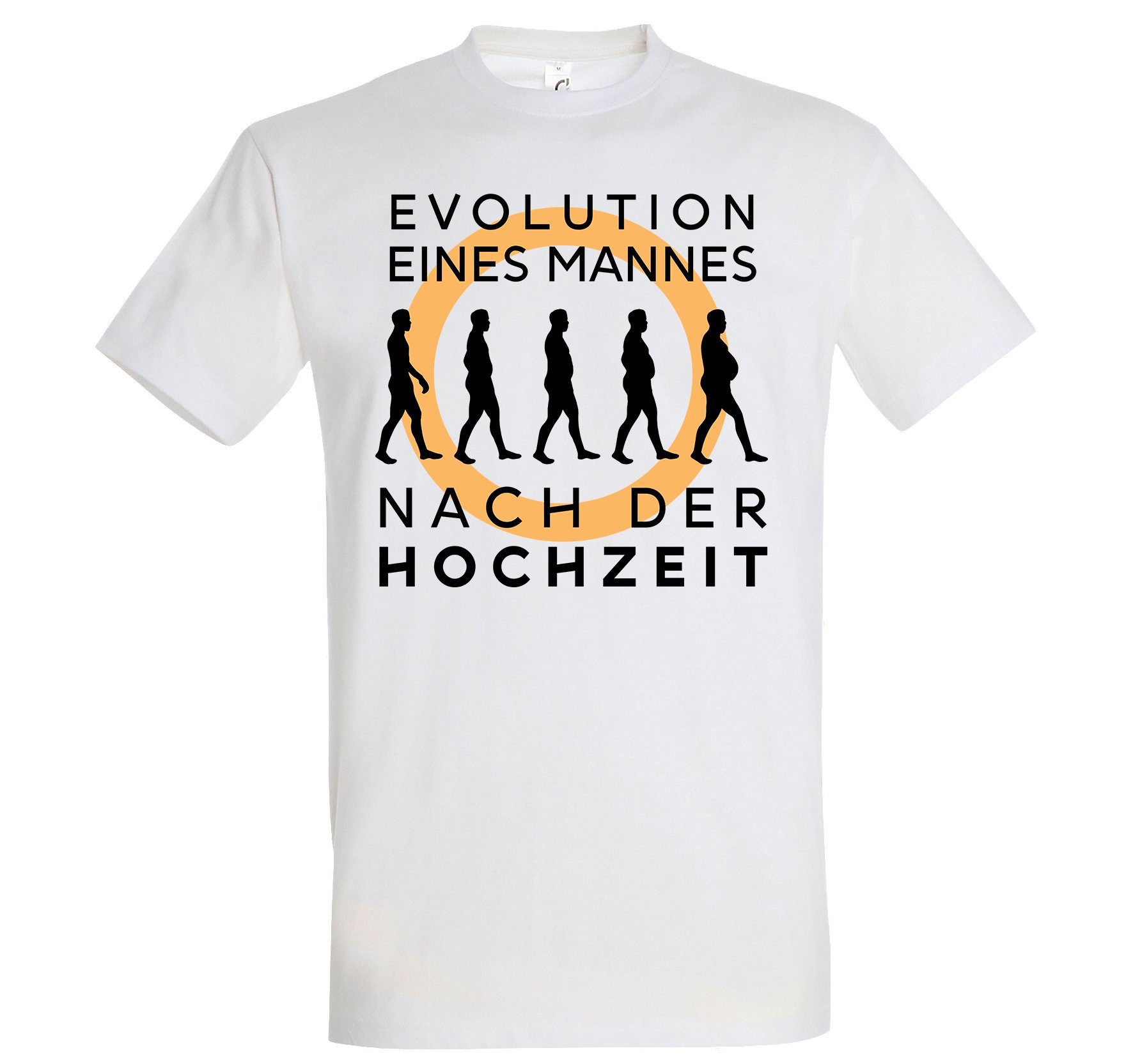 Hochzeit Designz Frontprint T-Shirt Evolution mit nach der trendigem Shirt Weiß Youth Herren