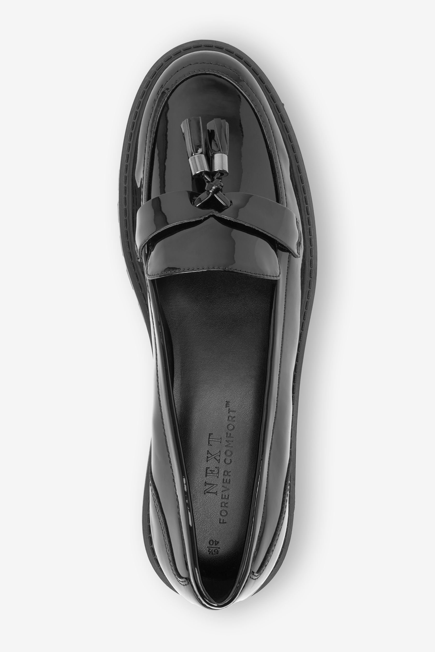 Next Forever Comfort –Extraweit Loafer Quastenslipper aus Black (1-tlg) Lack Patent