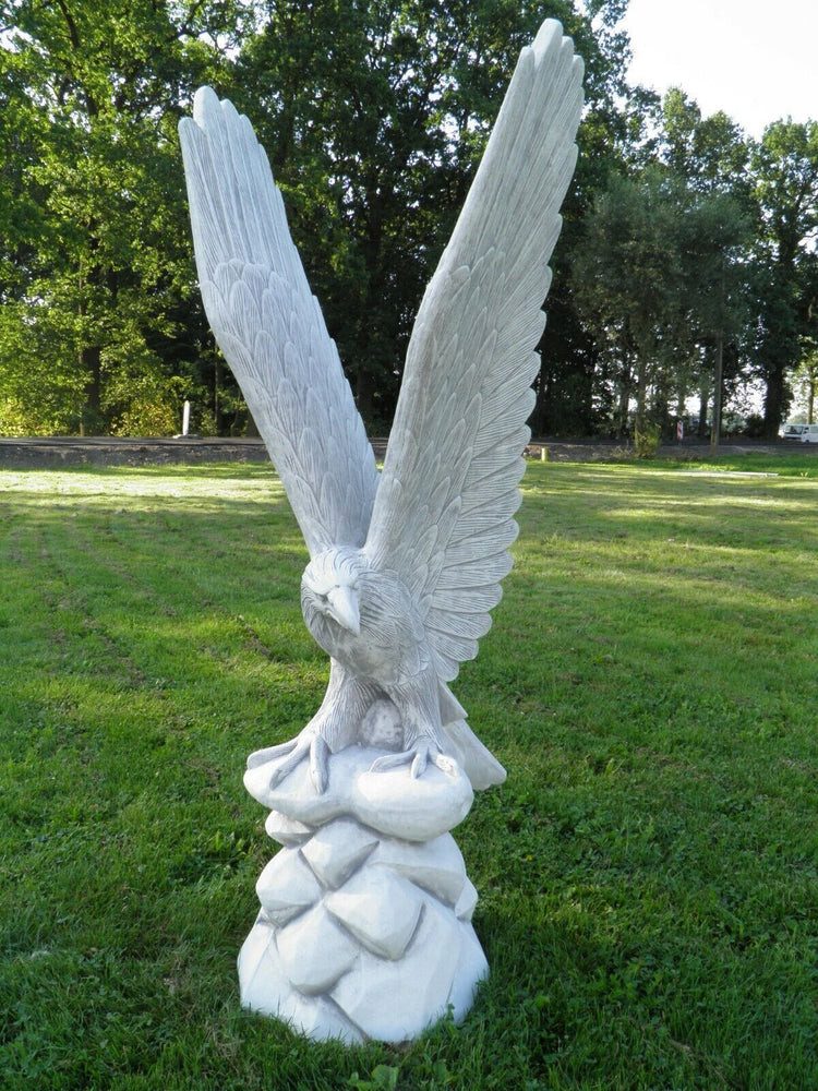 Gartenfigur XXL Premium Statue Adler Stein 175 cm hoch Garten Deko Figur