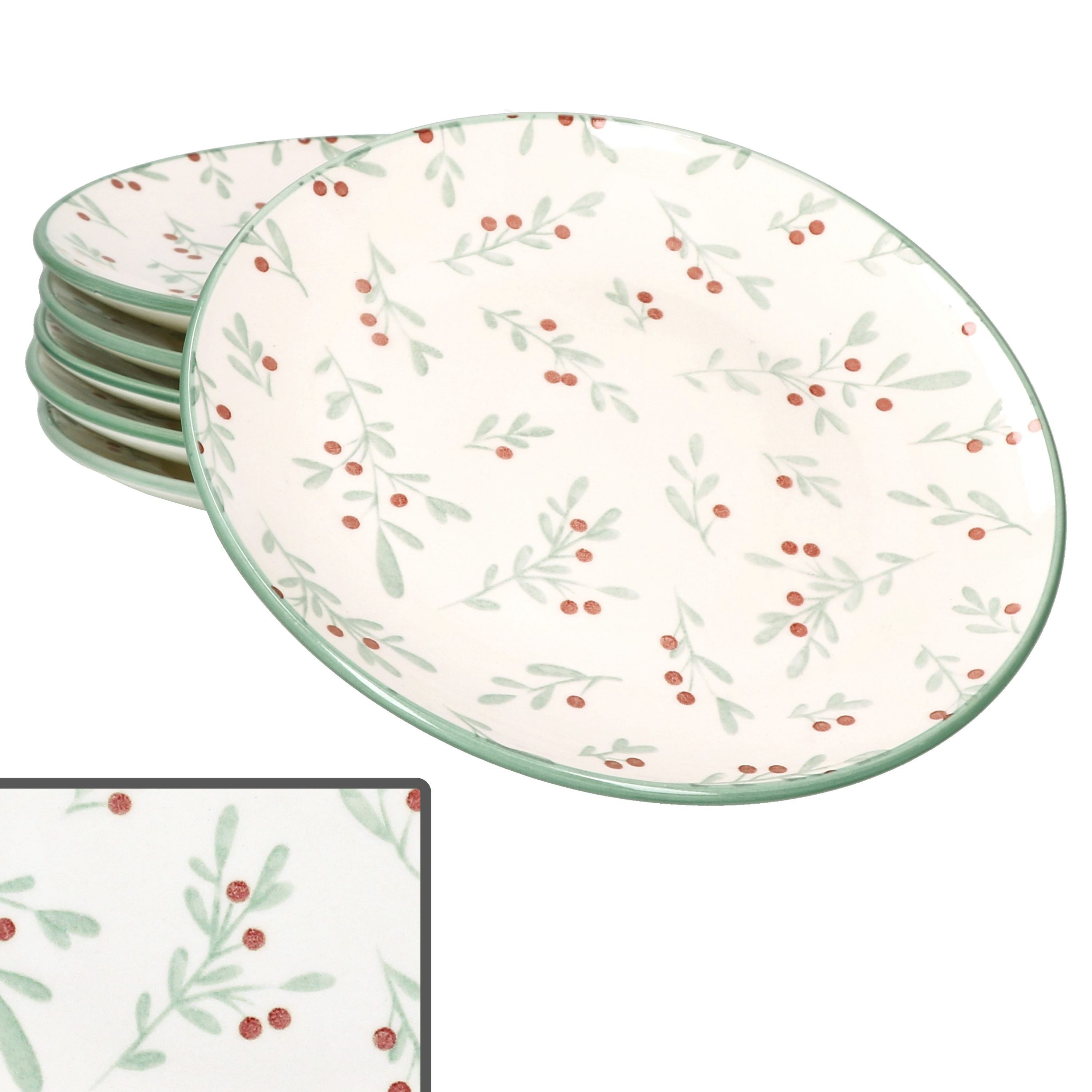 6er-Set MamboCat Frühstücksteller Holly, Ø 19,2 cm, Steingut
