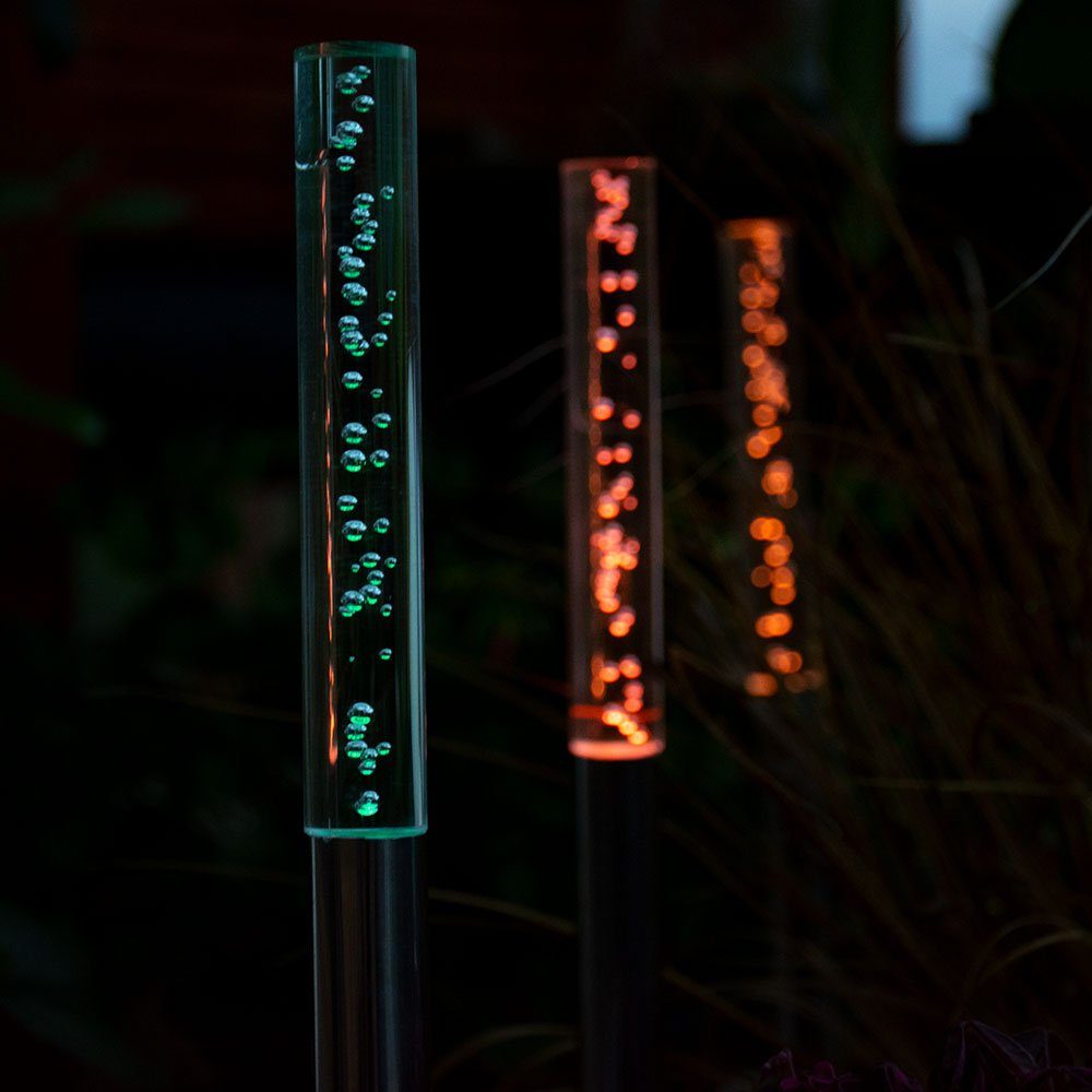 etc-shop LED Solarleuchte, LED-Leuchtmittel Farbwechsel, 8er Weg Solar Garten verbaut, LED Set Steck Beleuchtung RGB fest