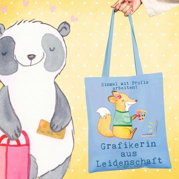 Mr. & Mrs. Panda Tragetasche Grafikerin Leidenschaft - Sky Blue - Geschenk, Jutebeutel, Grafikdesi (1-tlg), Cross Stitching Griffe