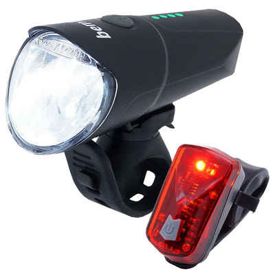 bemiX Fahrradbeleuchtung »LED Fahrradlicht Set USB Akku 60 Lux Wiederaufladbar Fahrradlampen Set Frontlicht mit OSRAM LED & Rücklicht StVZO zugelassen abnehmbar«