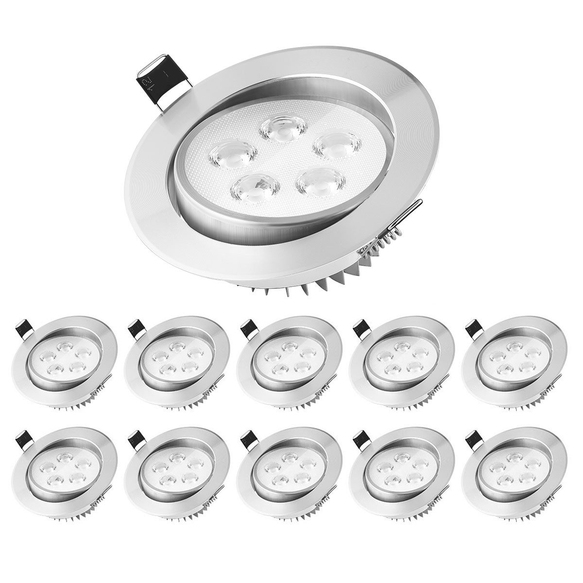 LETGOSPT LED Einbauleuchte 10x LED Einbauleuchte Deckenlampe Einbauspot Schwenkbar 3W/5W Strahler, LED fest integriert, Kaltweiß/Warmweiß, LED-Panel-Einbauleuchte für Schlafzimmer, Wohnzimmer, Küche