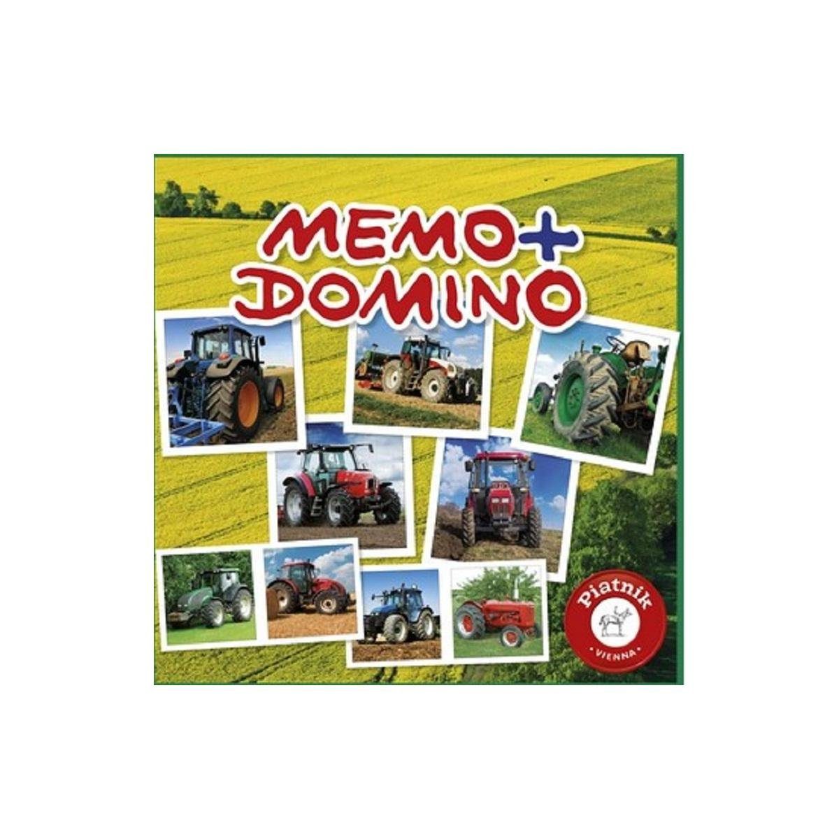 Piatnik Spiel, Familienspiel 6594 - Memo + Domino Traktoren, Kartenspiel, für 2-6...