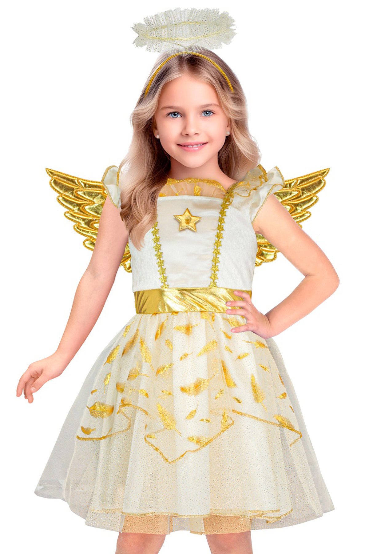 Widmann S.r.l. Engel-Kostüm Kostüm 'Engel' für Kinder Weiß Gold, Kleid, Flüge