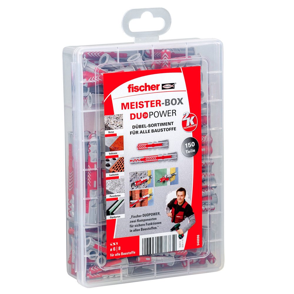fischer Dübel-Set Meister-Box DUOPOWER kurz/lang, (150-tlg)