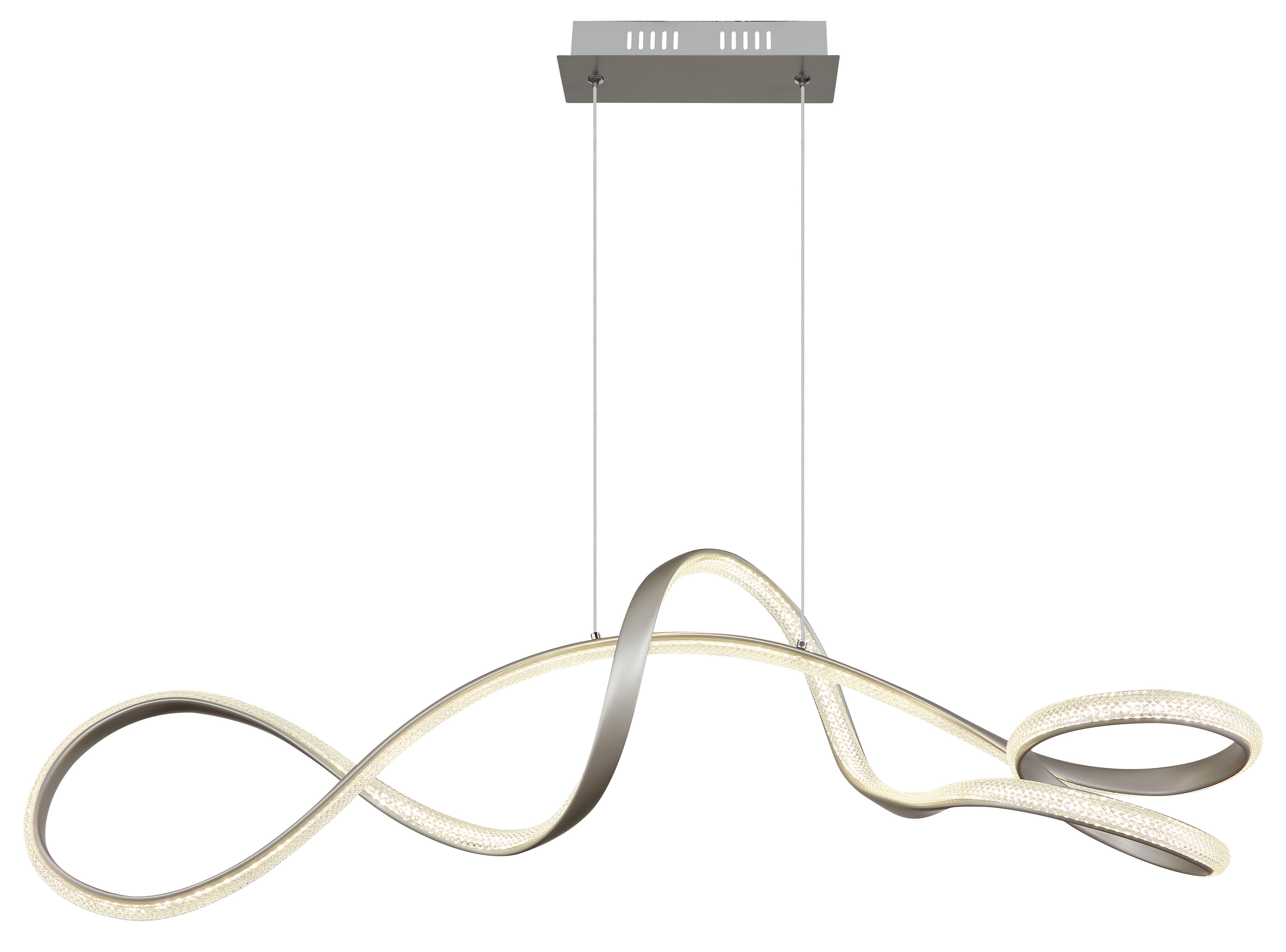 GLOBO LIGHTING Hängeleuchte SWIRL, LED fest integriert, Warmweiß, Hängeleuchte Nickel matt mit Acrylkristallen, helles LED Licht