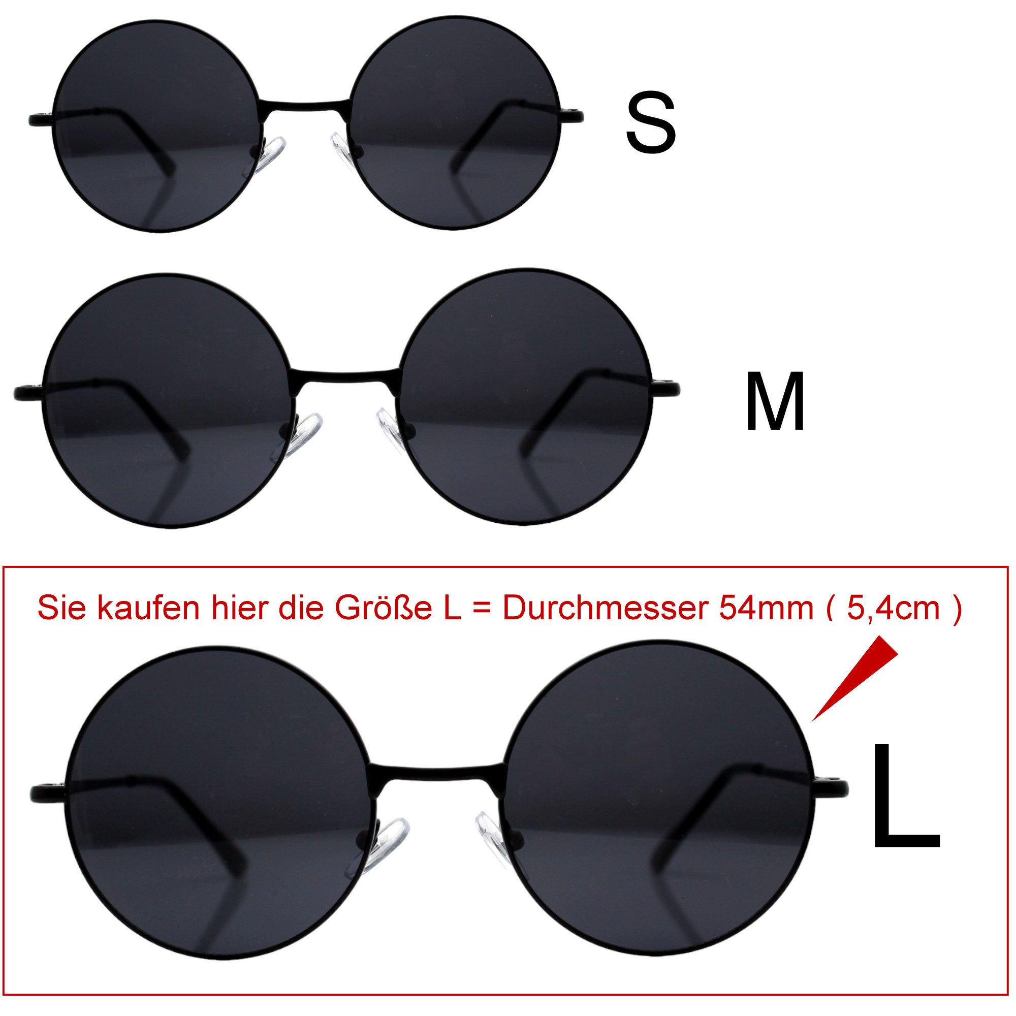 Rennec Sonnenbrille Rund Damen Herren Nickelbrille mit Brillenbeutel UV400 Gläser Runde Form mit Federscharniere und getönten Gläsern
