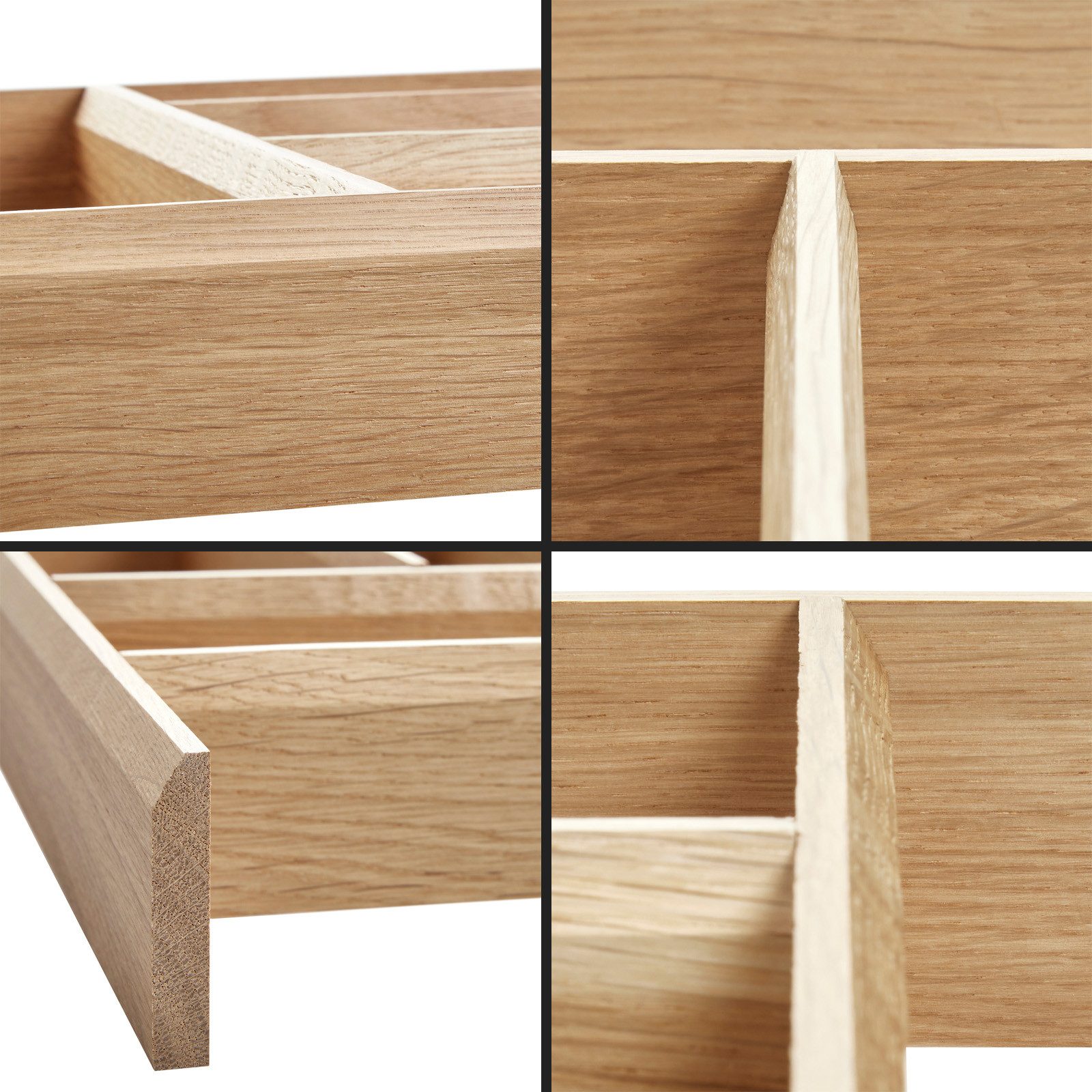 SO-TECH® Besteckeinsatz ORGA-BOX Schubladen Besteckeinsatz 473 x 273 x 50 mm (1 St), Multifunktionseinsatz aus Massivholz Eiche lackiert Schubladeneinsatz