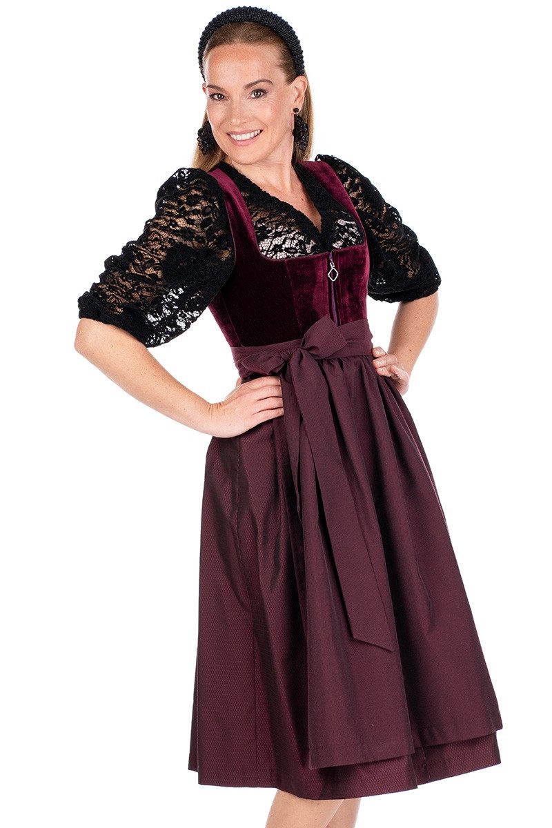 MarJo Dirndl Samt Dirndl 2tlg. - KIRCHHAM - bordeaux günstig online kaufen