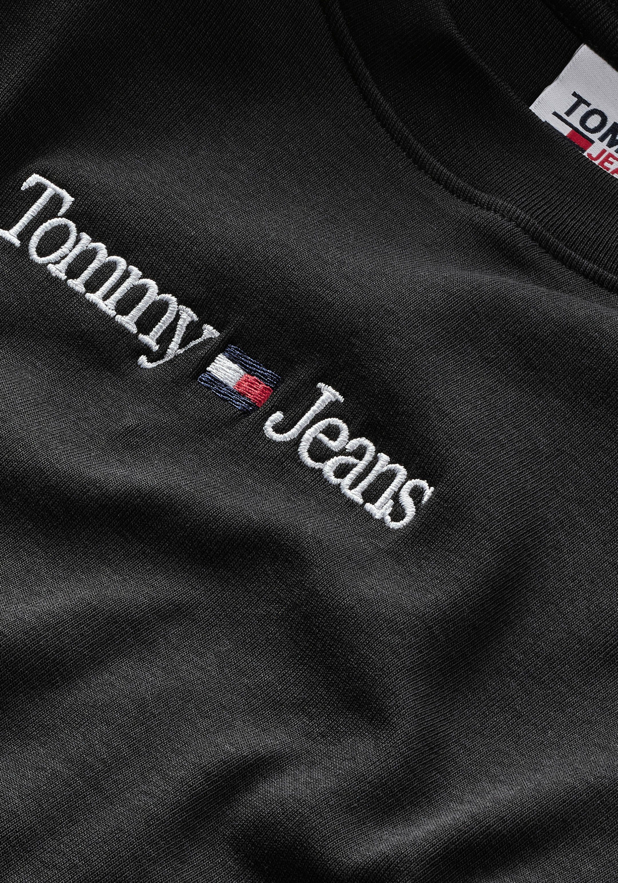 Tommy TJW mit schwarz SS Jeans LINEAR Stickereien Kurzarmshirt dezenten Jeans SERIF BABY Tommy