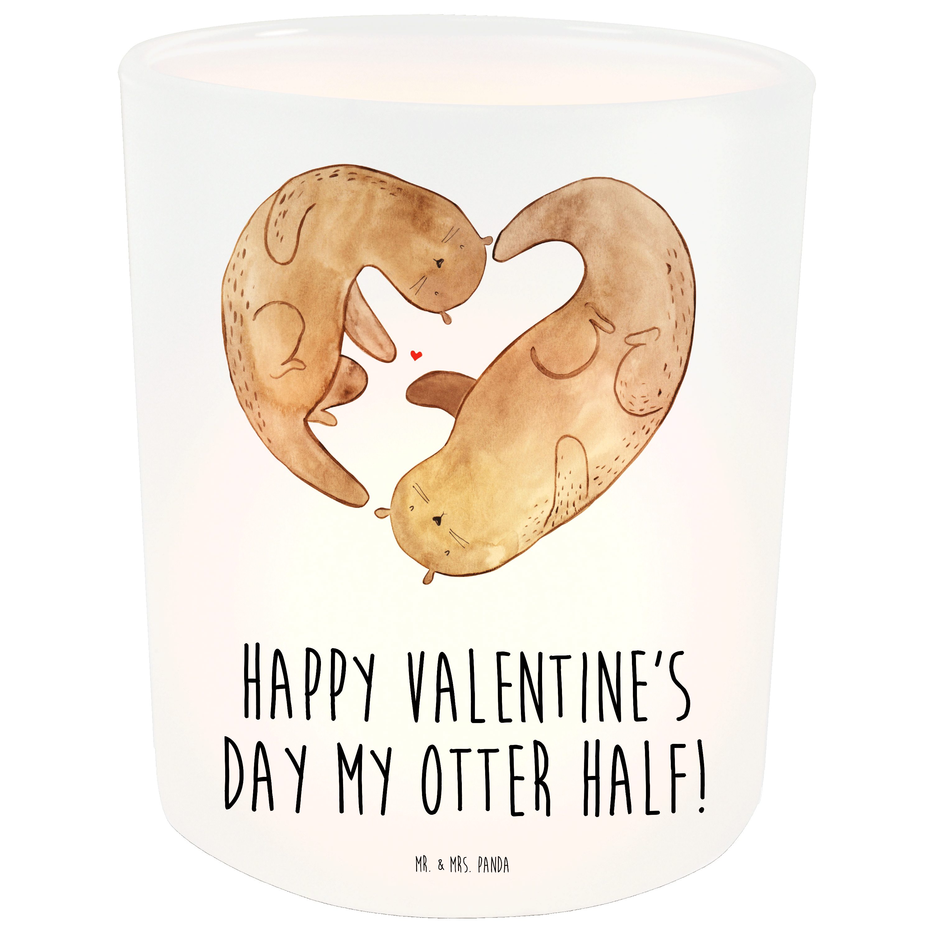 Mr. & Mrs. - Kerze, Panda St) Transparent Windlicht Valentine Geschenk, (1 - Otter Freundin, Windlicht