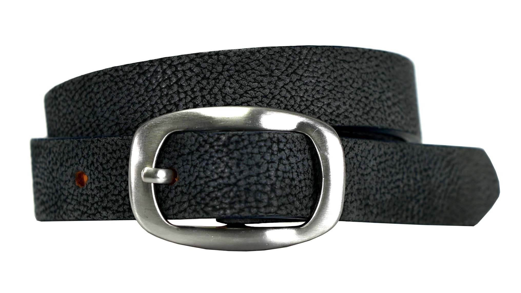 Ledergürtel Damen-Gürtel 2 cm Nubukleder dunkelblau strukturiert