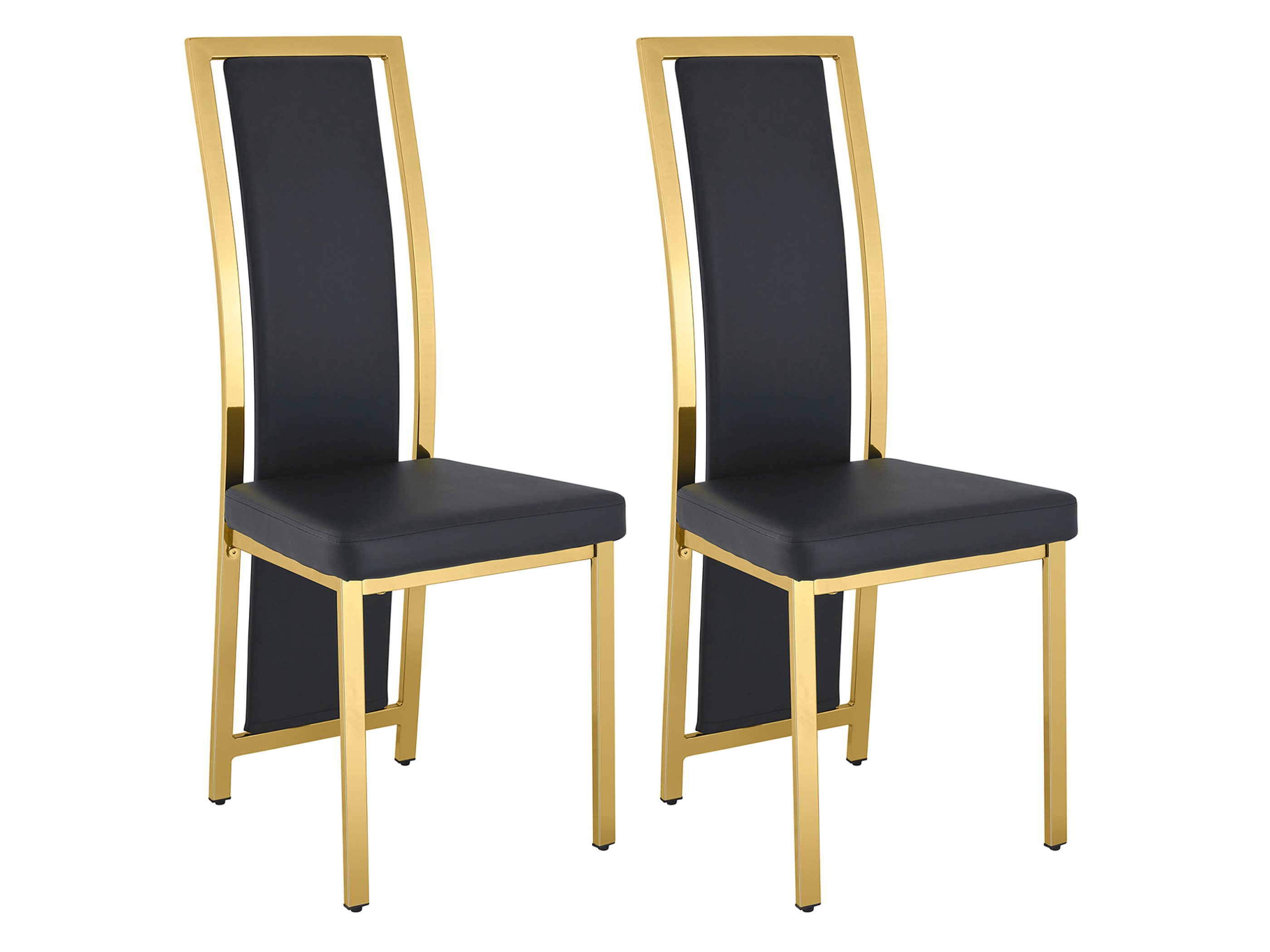 SeedWave Esszimmerstuhl Küchenstuhl-Set mit PU-Sitz, Hohe Gebogene Rückenlehne & Metallbeine, 2er Set. Metallrahmen, verstellbare Fußgleiter