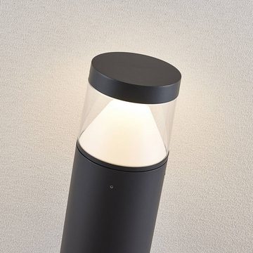 Lucande LED Pollerleuchte Darja, LED-Leuchtmittel fest verbaut, warmweiß, Modern, Aluminiumdruckguss, Kunststoff, dunkelgrau, weiß, 1 flammig