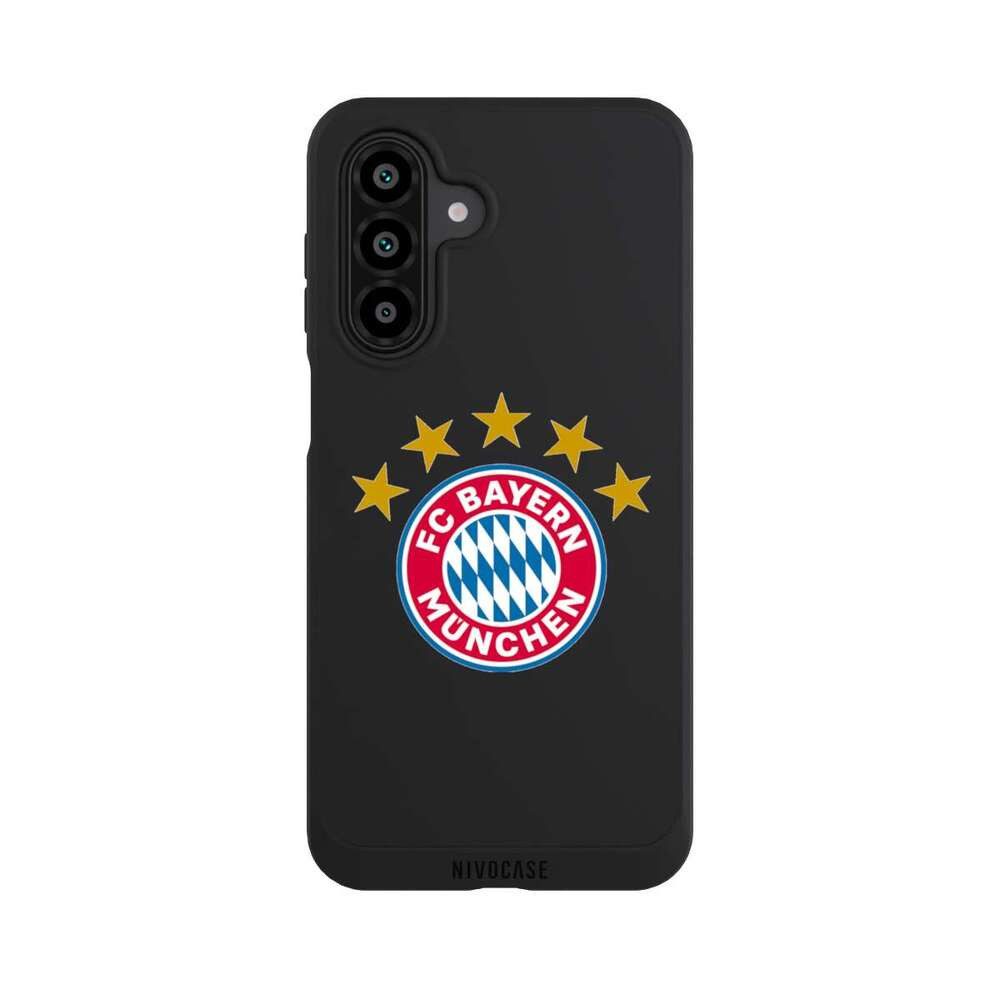 NIVOCASE Handyhülle FC Bayern München FCB Sterne FCB Logo mit Sterne - ohne Hintergrund, Samsung Galaxy A17 5G Handyhülle Hülle NIVOpure Case Schwarz