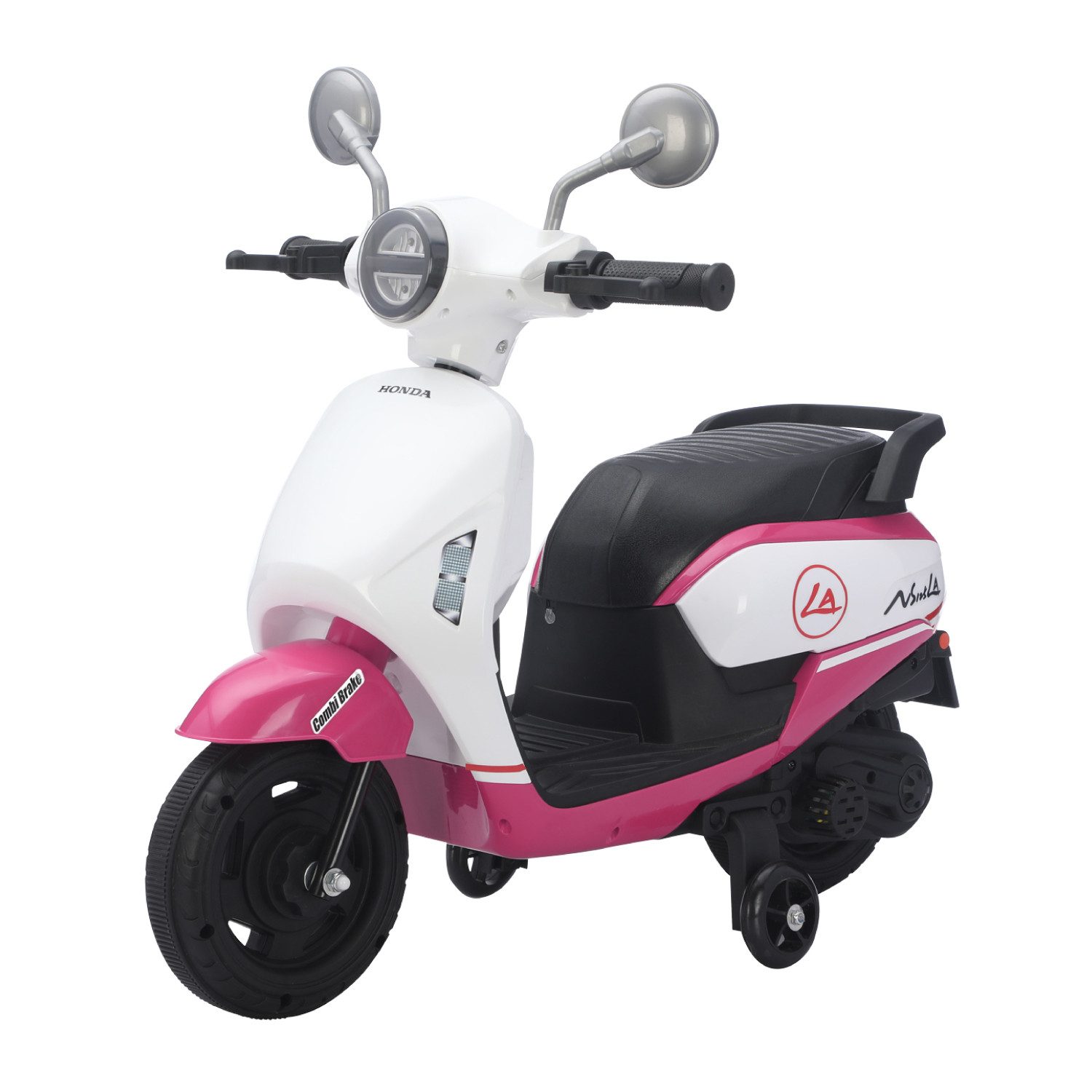CARPAT SPORT Elektro-Kindermotorrad 6V Kinder-Elektromotorrad mit Honda Lizenz, bis 32kg, 3-5 km/h, Ride-On Motorrad ab 3 Jahre mit Stützrädern und Scheinwerfern