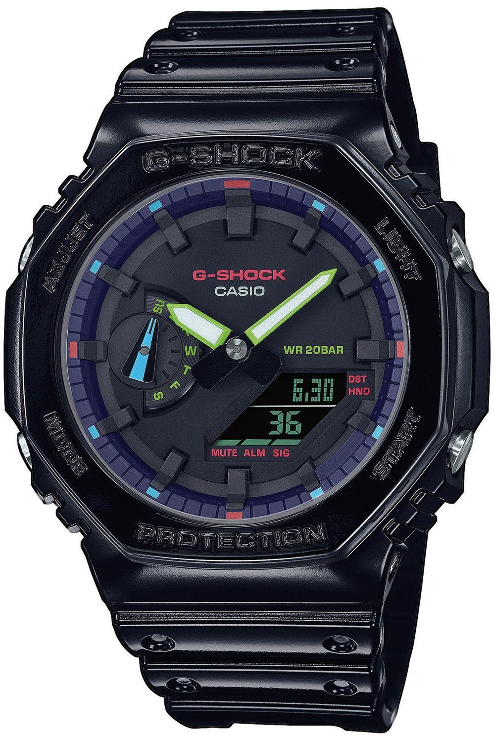 CASIO Digitaluhr G-Shock Schwarz/Regenbogen G-SHOCK AnaDigi Classic