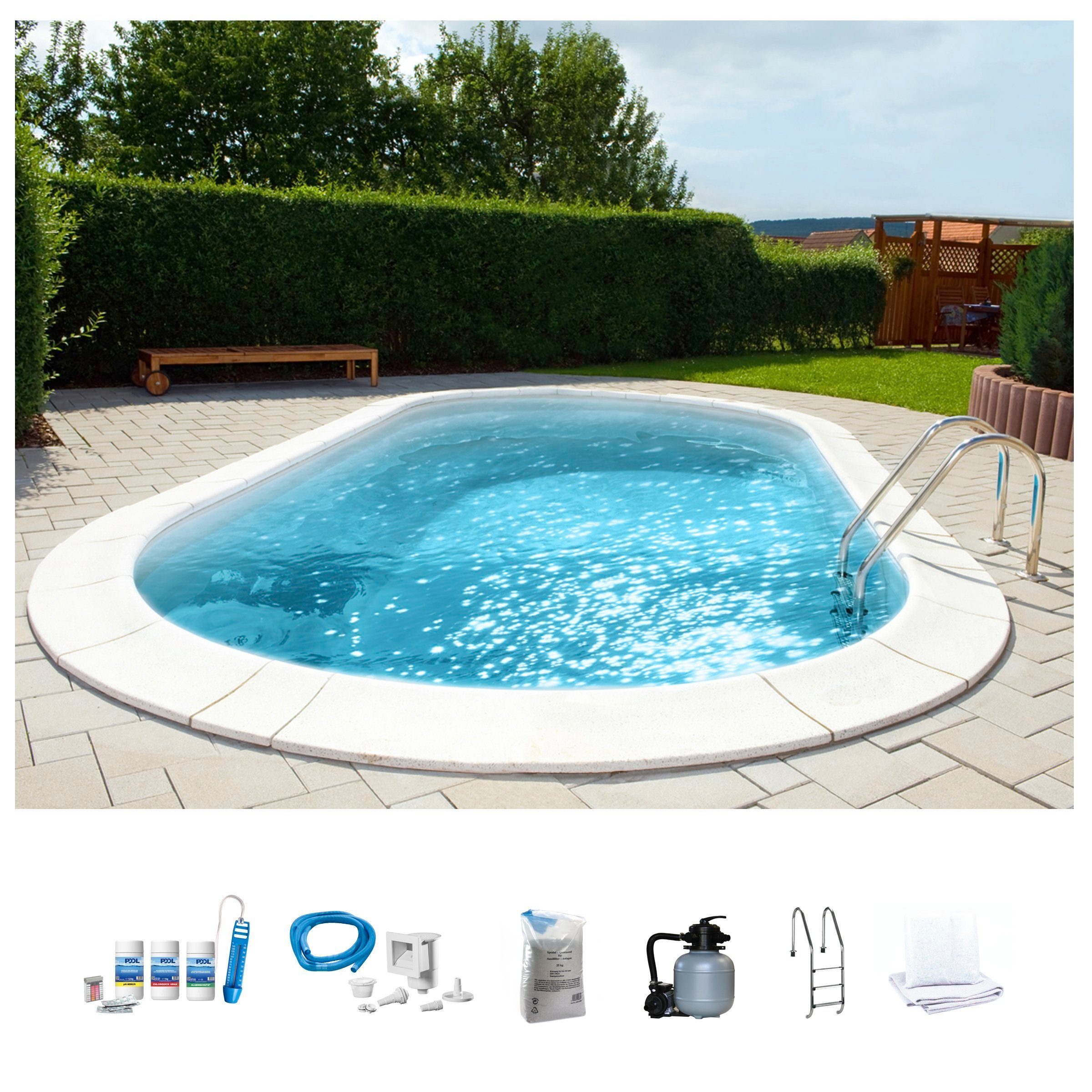 Ovalpool PREMIUM mit sandfarbener Innenfolie