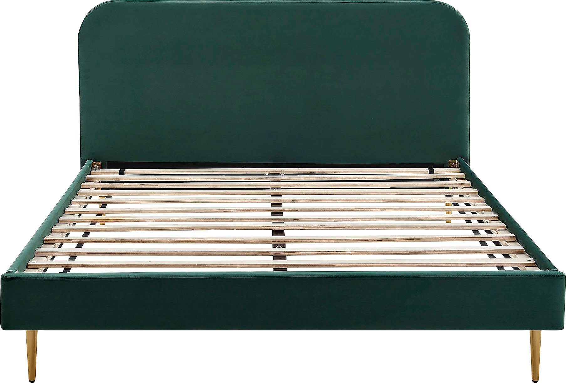 SalesFever Polsterbett Komfortables Bett für erholsamen Schlaf, Chrombeine in elegantem Goldton