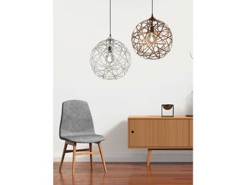 meineWunschleuchte LED Pendelleuchte, LED wechselbar, Warmweiß, ausgefallene Designer-lampen für Esstisch Treppenhaus Kugel Grau Ø40cm