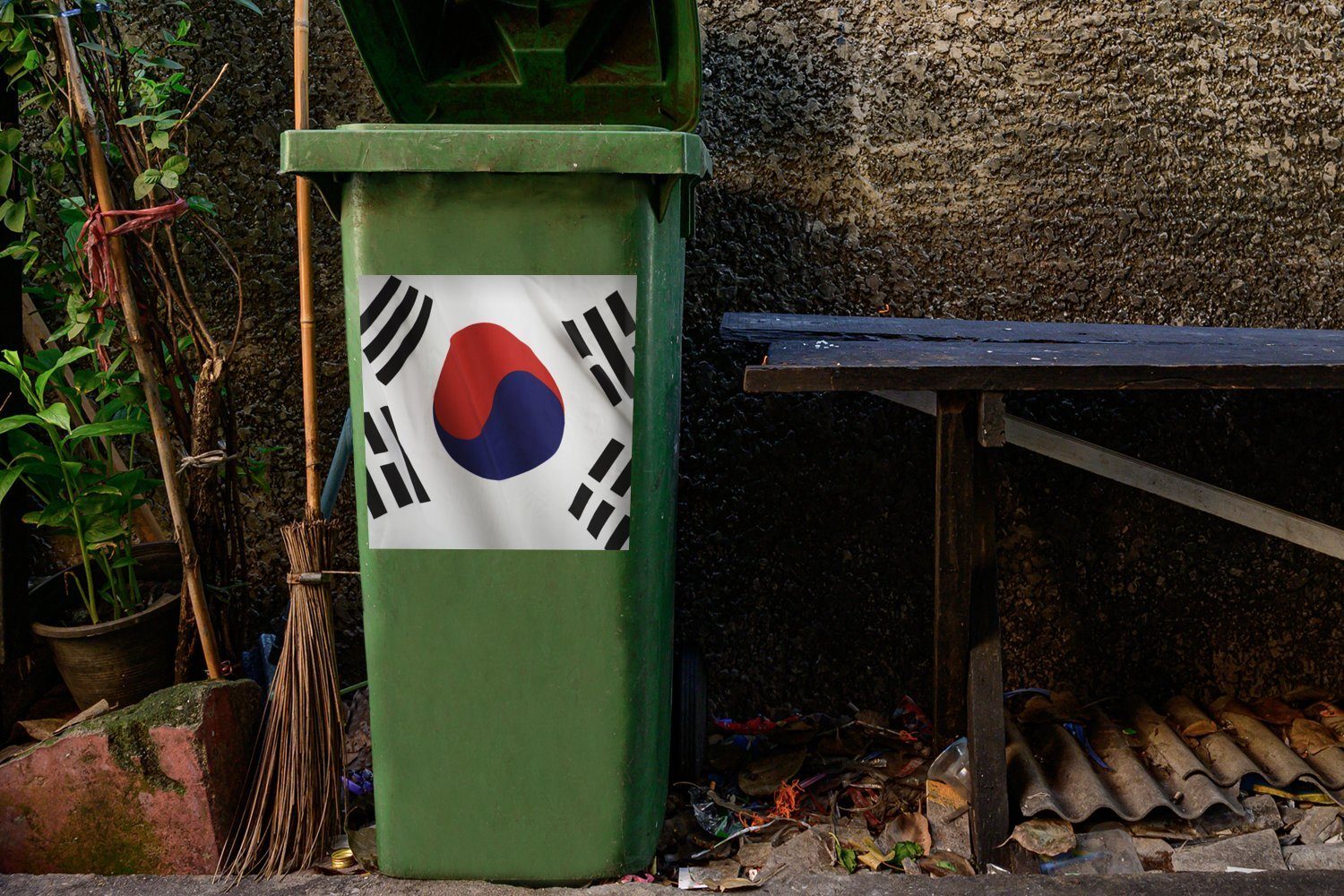 Mülleimer-aufkleber, Nahaufnahme Wandsticker Mülltonne, MuchoWow (1 der von Flagge Abfalbehälter Container, Südkorea St), Sticker,