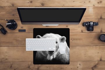 MuchoWow Gaming Mauspad Eisbär - Tier - Schwarz (1-St), Mousepad mit Rutschfester Unterseite, Gaming, 40x40 cm, XXL, Großes