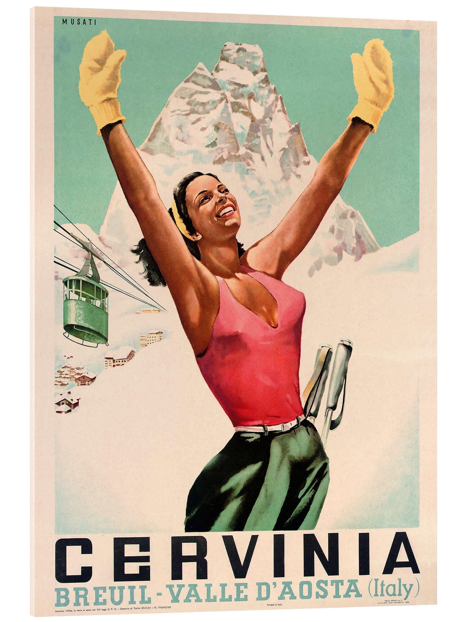 Acrylglasbild Vintage Ski Collection