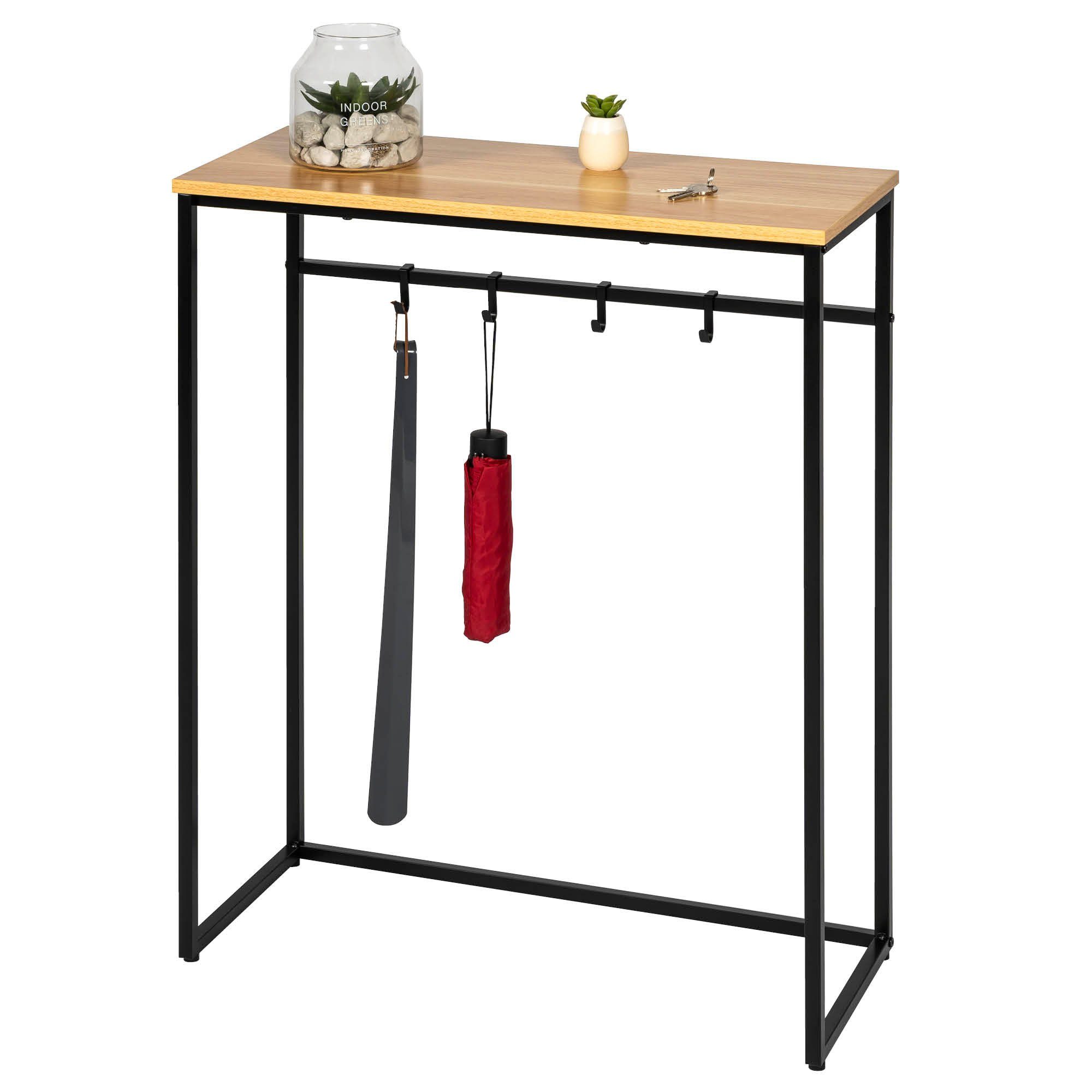 eluno Konsolentisch mit 1 Holzablage, 4 Haken, höhenverstellbare Füße günstig online kaufen