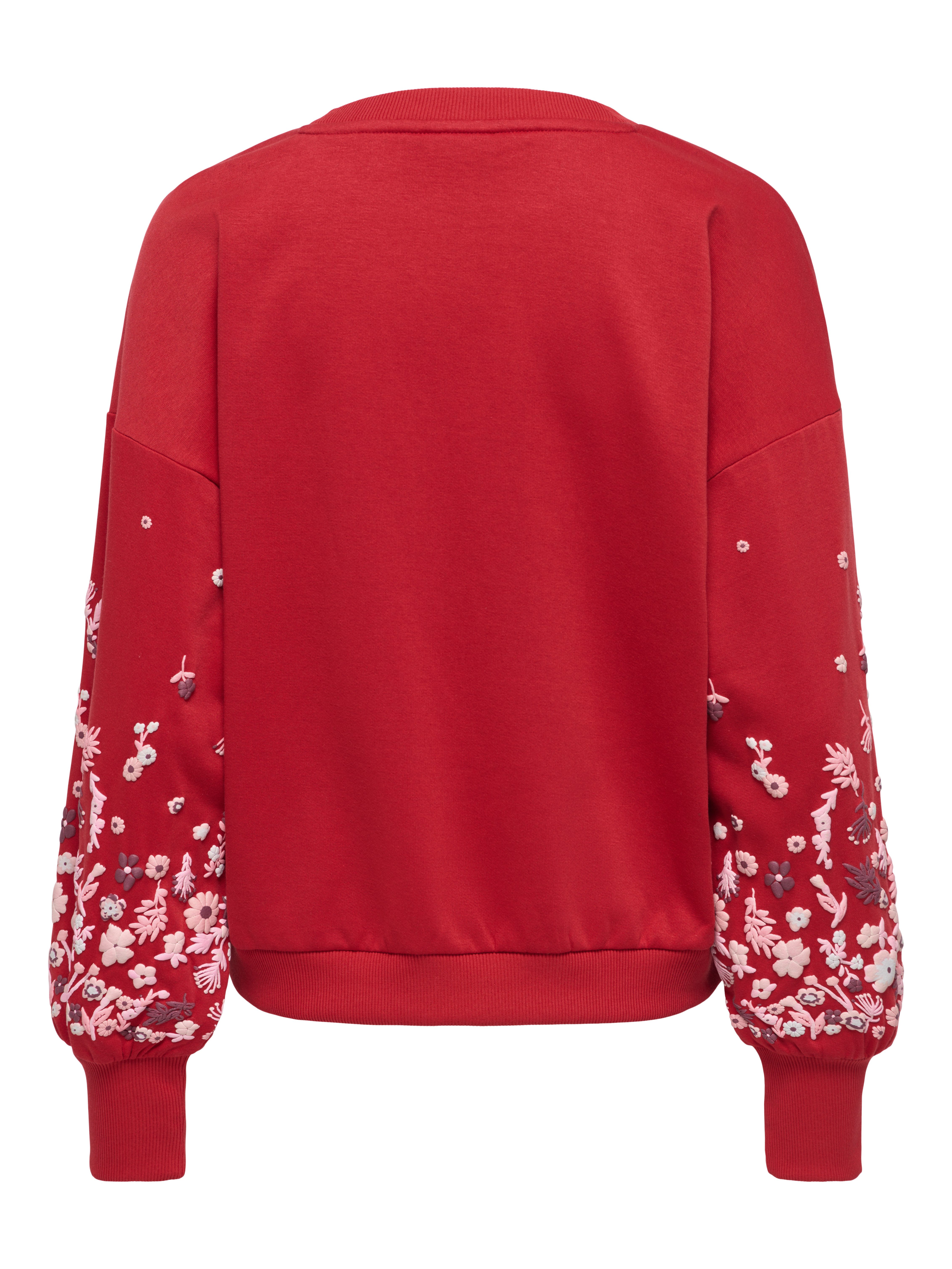ONLY Sweatshirt ONLBROOKE L/S O-NECK FLOWER SWT Baumwollmischung, regular fit – Bild 4 von 5