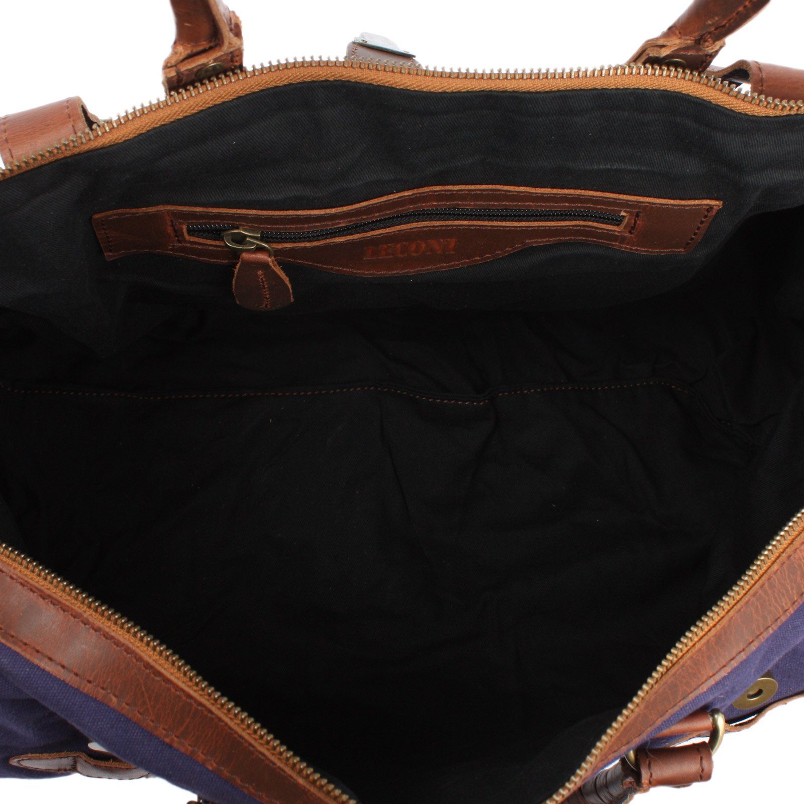 LECONI Weekender klein Handgepäck Damen Herren Leder Canvas LE2008, Canvas & Leder – Innenfach mit Zipper – 45×30×20 cm