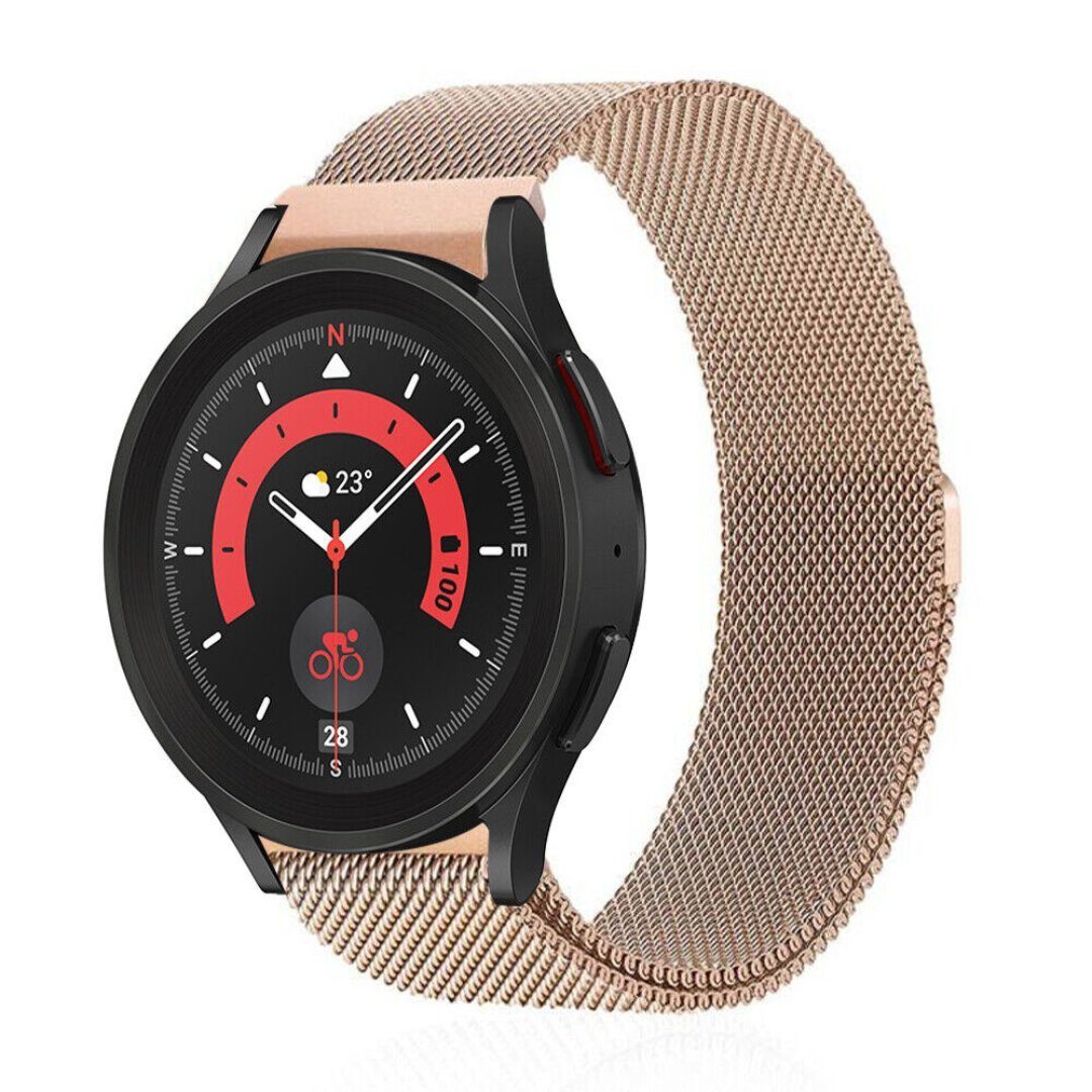 Design, 6 Smartwatch-Armband Watch stufenlos Classic Roségold Milanese Galaxy zeitloses 4 Für 44mm Samsung verstellbar SmartUP Armband, 5 Pro 40mm Edelstahl,