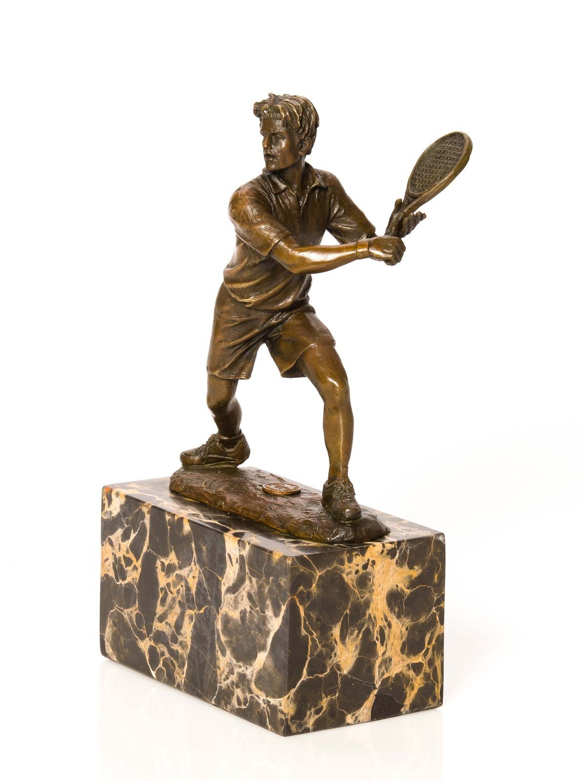 Bronzeskulptur Aubaho Skulptur Trophäe Skulptur Verein Tennis Pokal Tennisspieler Stat