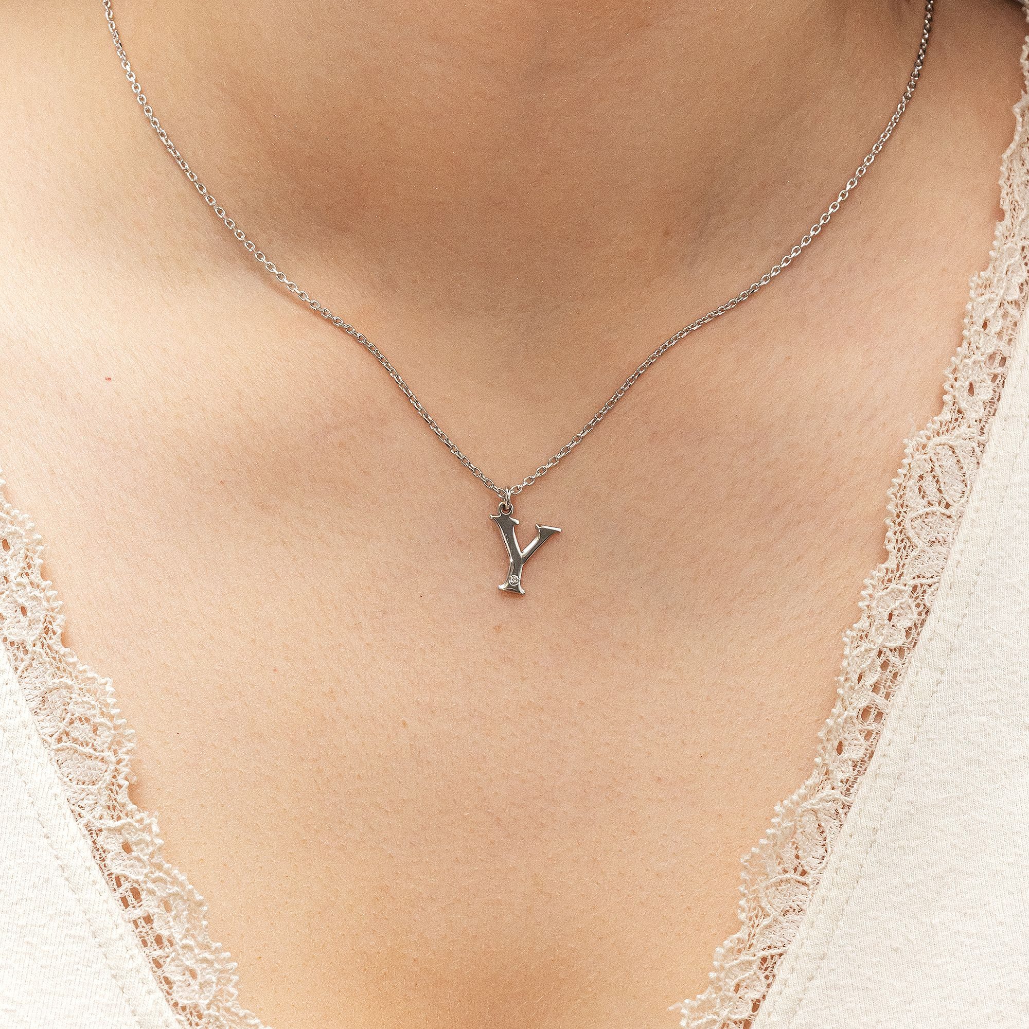 Diamonds by Ellen K. Kette mit Anhänger Silber 925 mit 1x Diamant 0,008ct. Buchstabe Y