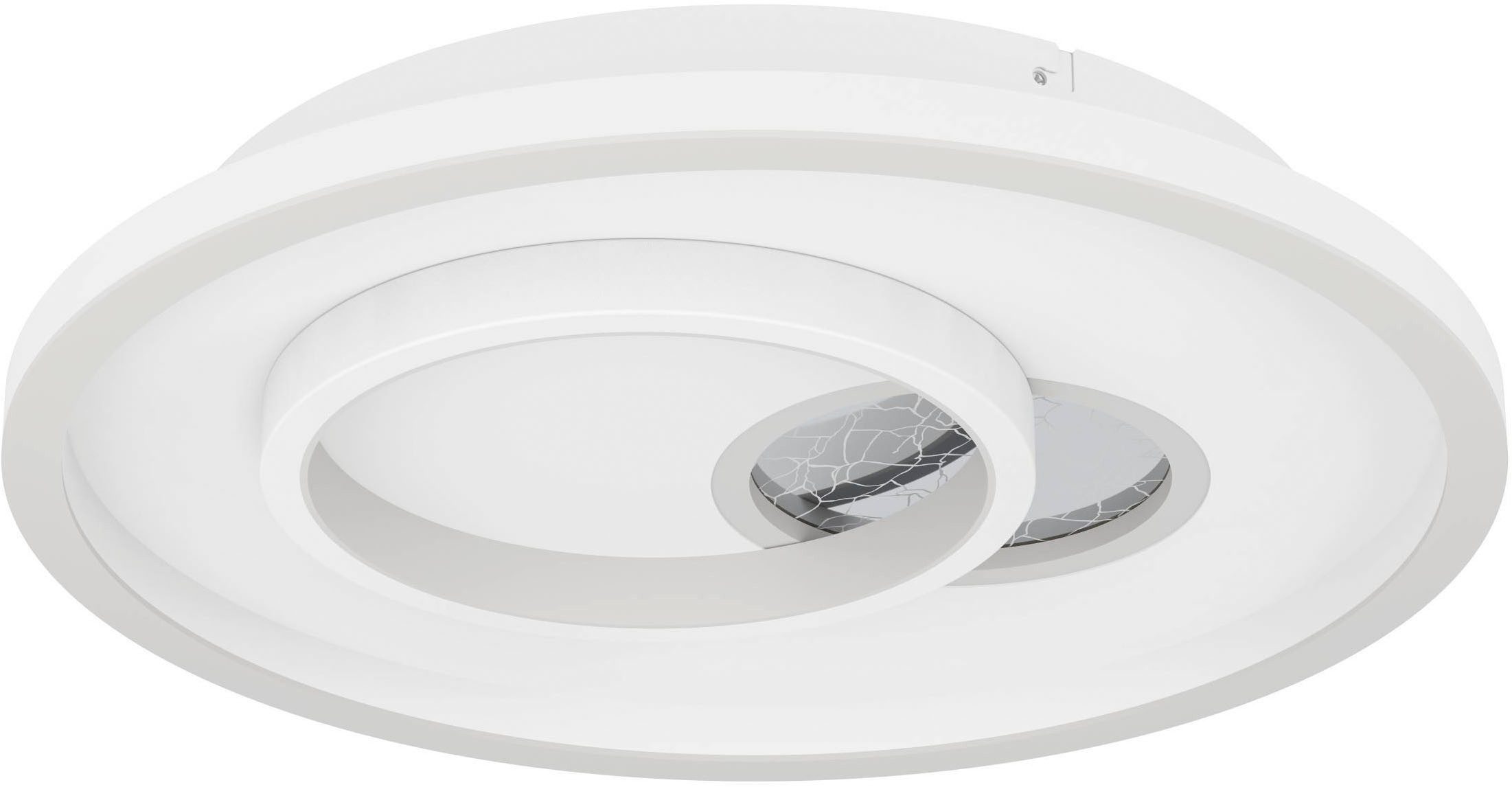 EGLO Deckenleuchte Tiriolo Deckenlampe, Wohnzimmerlampe, Metall, Kunststoff, Flurlampe, LED fest integriert, Neutralweiß, Wand-/Deckenleuchte - H6 x Ø38 cm - weiß, silber - 14W;8,5W inkl.