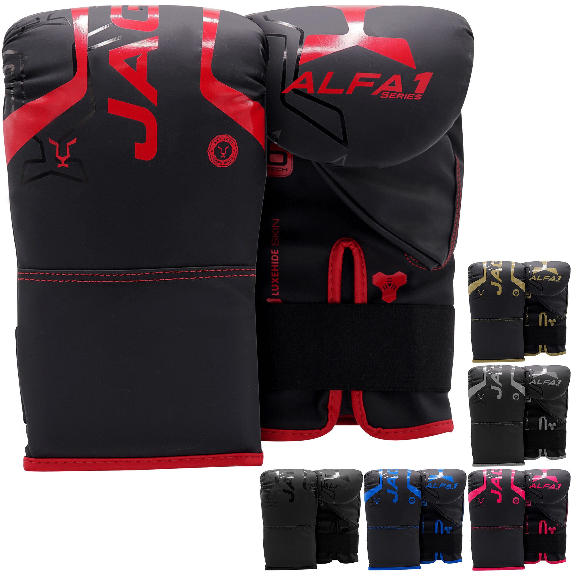JAG GEARS Boxhandschuhe Boxhandschuhe MMA, Kickboxen, Sparring, Kampfsport Handschuhe (Set, 1x pair Boxing Mitts), Unisex Design • Stabiler Klettverschluss mit Handgelenkstütze