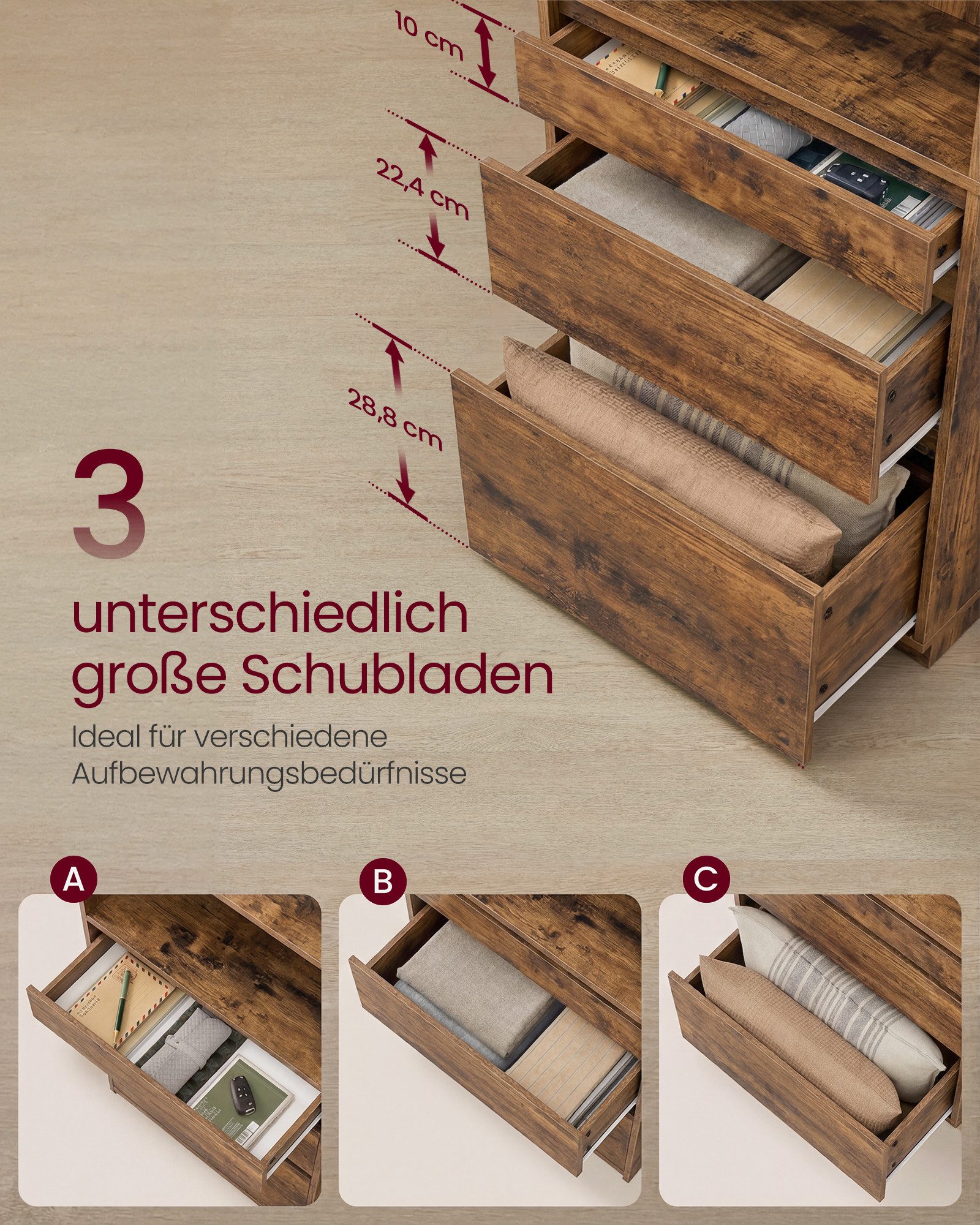 VASAGLE Bücherregal Hochschrank verstellbare Ablagen, Wohnzimmer Schlafzimmer Arbeitszimmer, modern, platzsparend – Bild 4 von 5