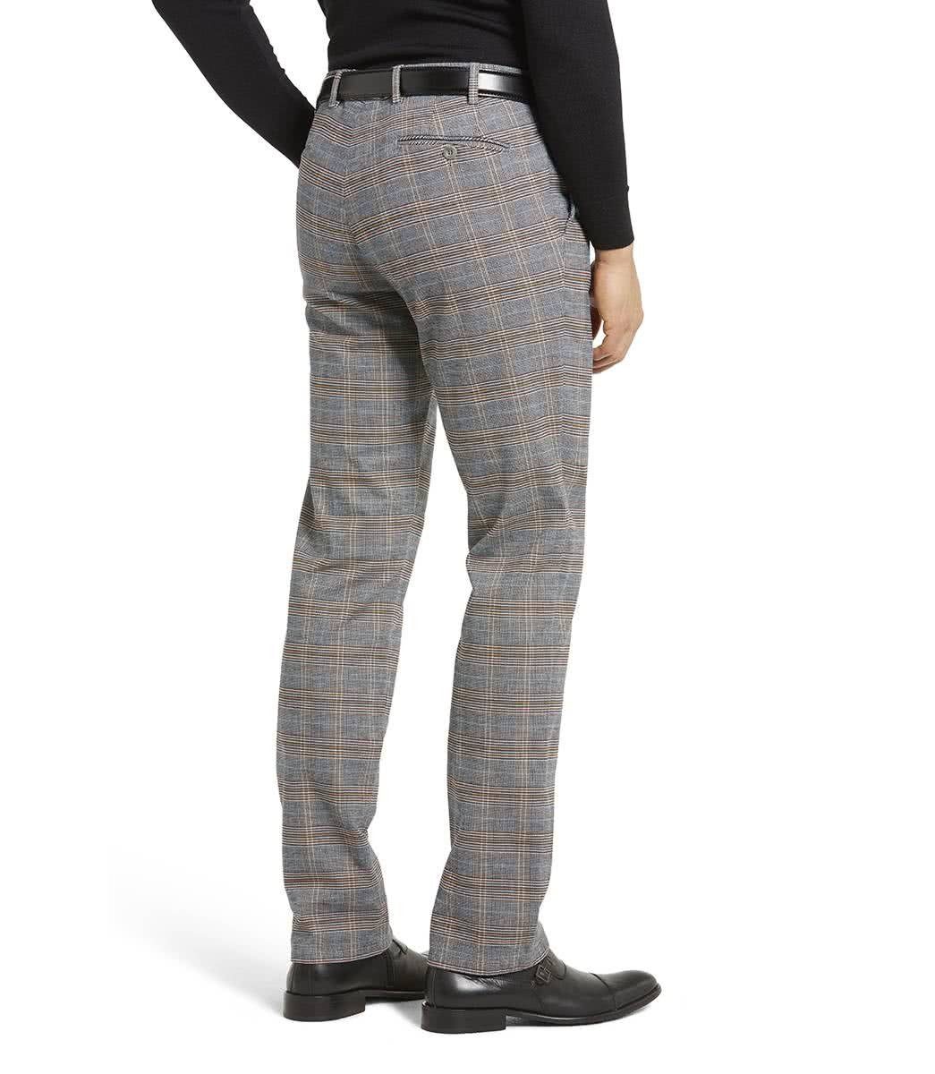 MEYER 5-Pocket-Jeans MEYER EXCLUSIVE BONN Chino grey multicoloured checkered 2-8568-34