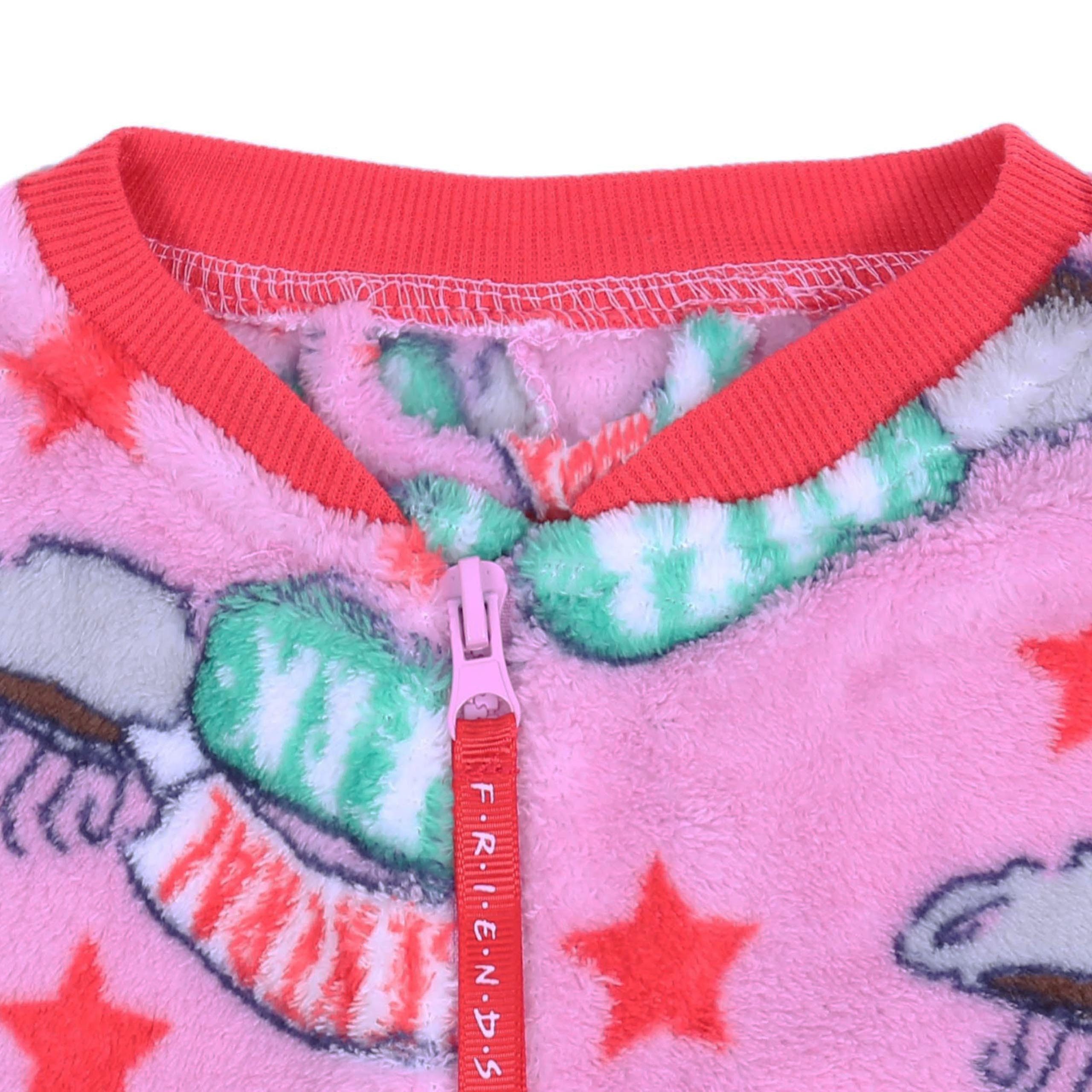 Friends Schlafanzug Friends Damen Onesie Rosa, Fleece Overall mit Taschen, warm